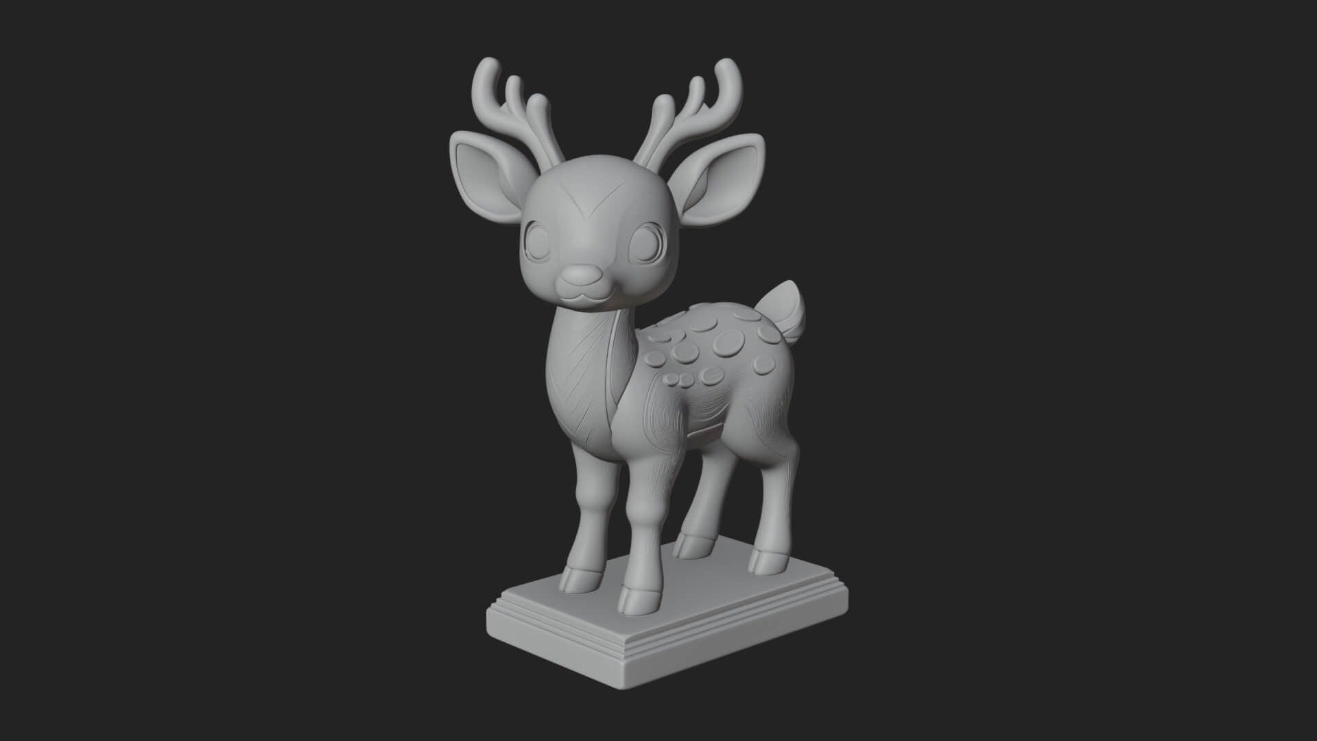 Spotted Fawn Deer Statue Design 1 3D Print Model 3D Model