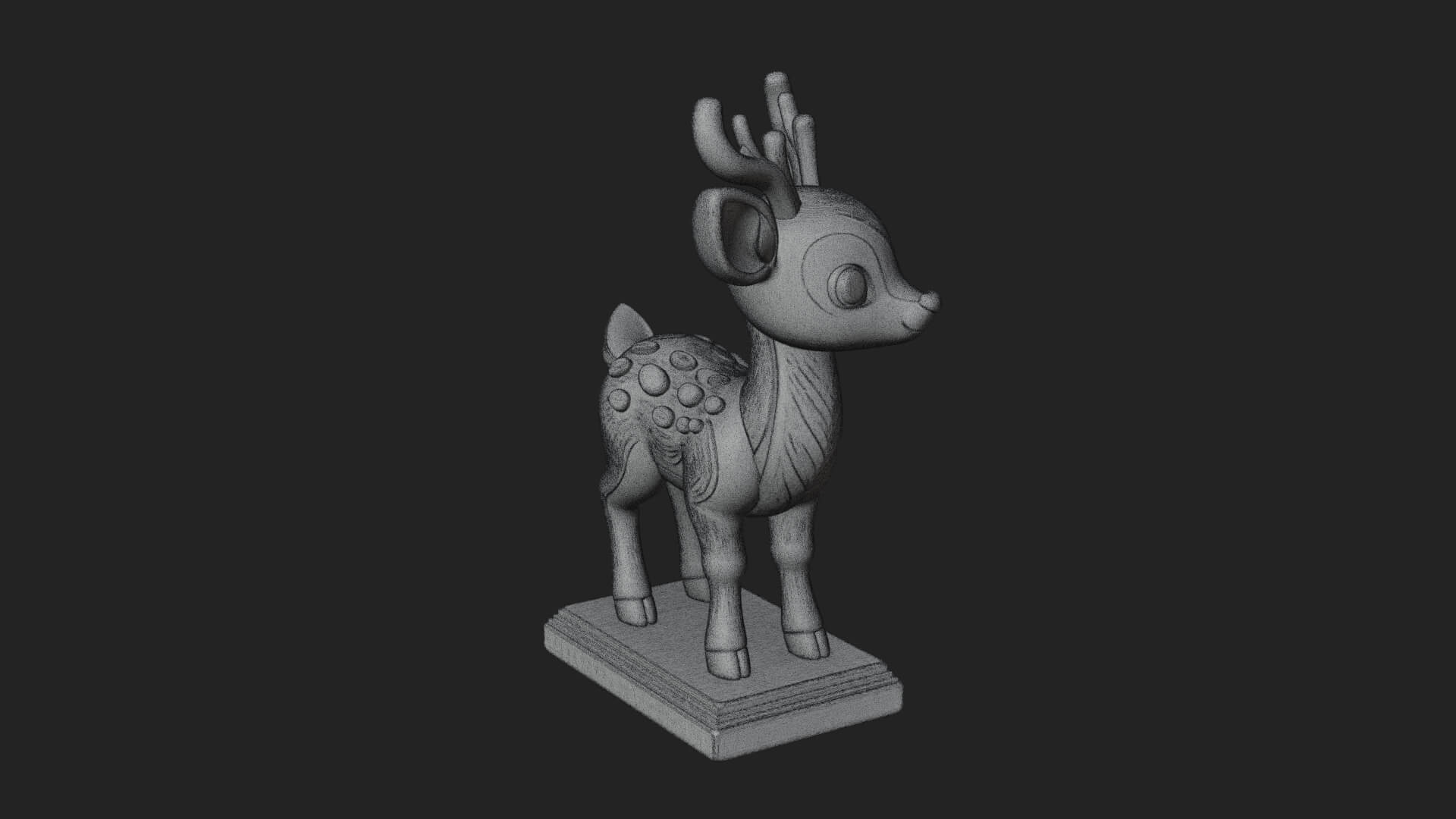 Spotted Fawn Deer Statue Design 1 3D Print Model 3D Model