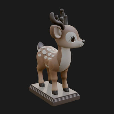 Spotted Fawn Deer Statue Design 1 3D Print Model