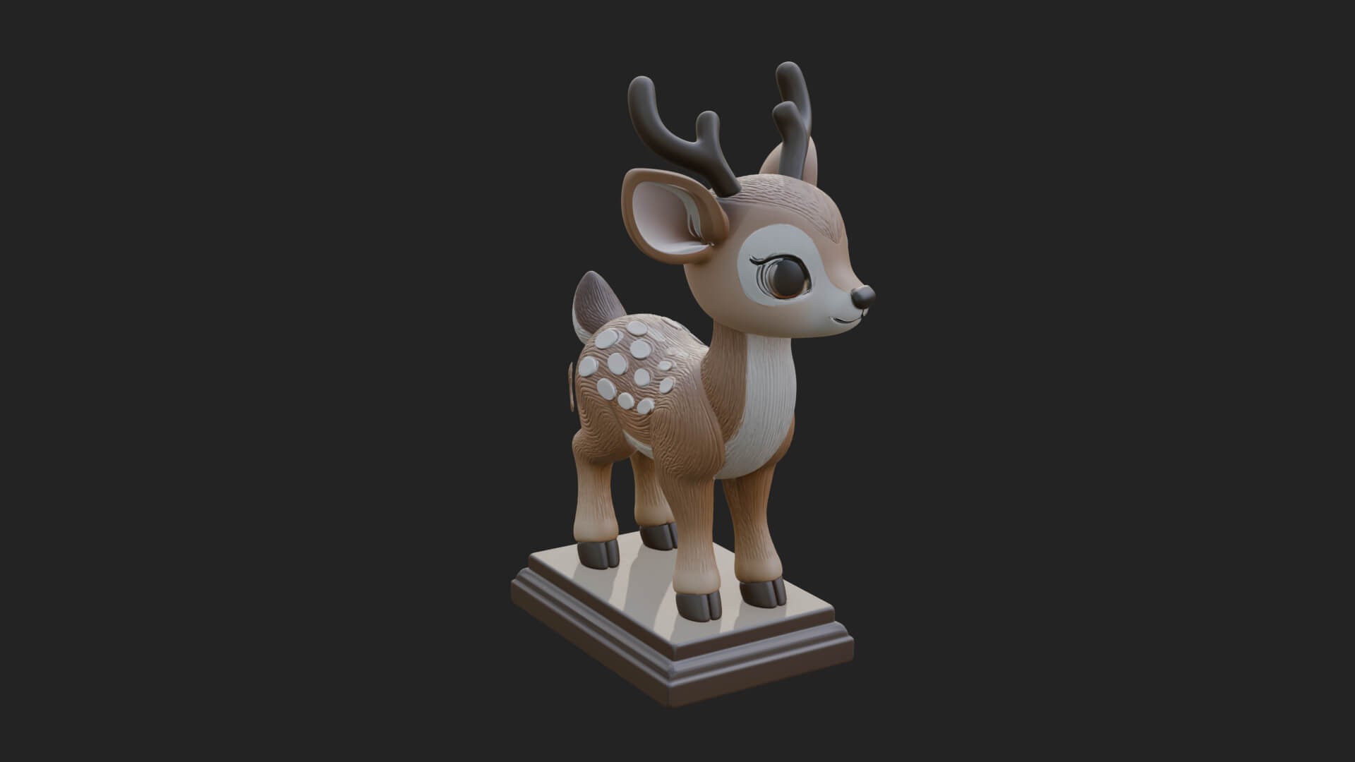 Spotted Fawn Deer Statue Design 2 3D Print Model 3D Model