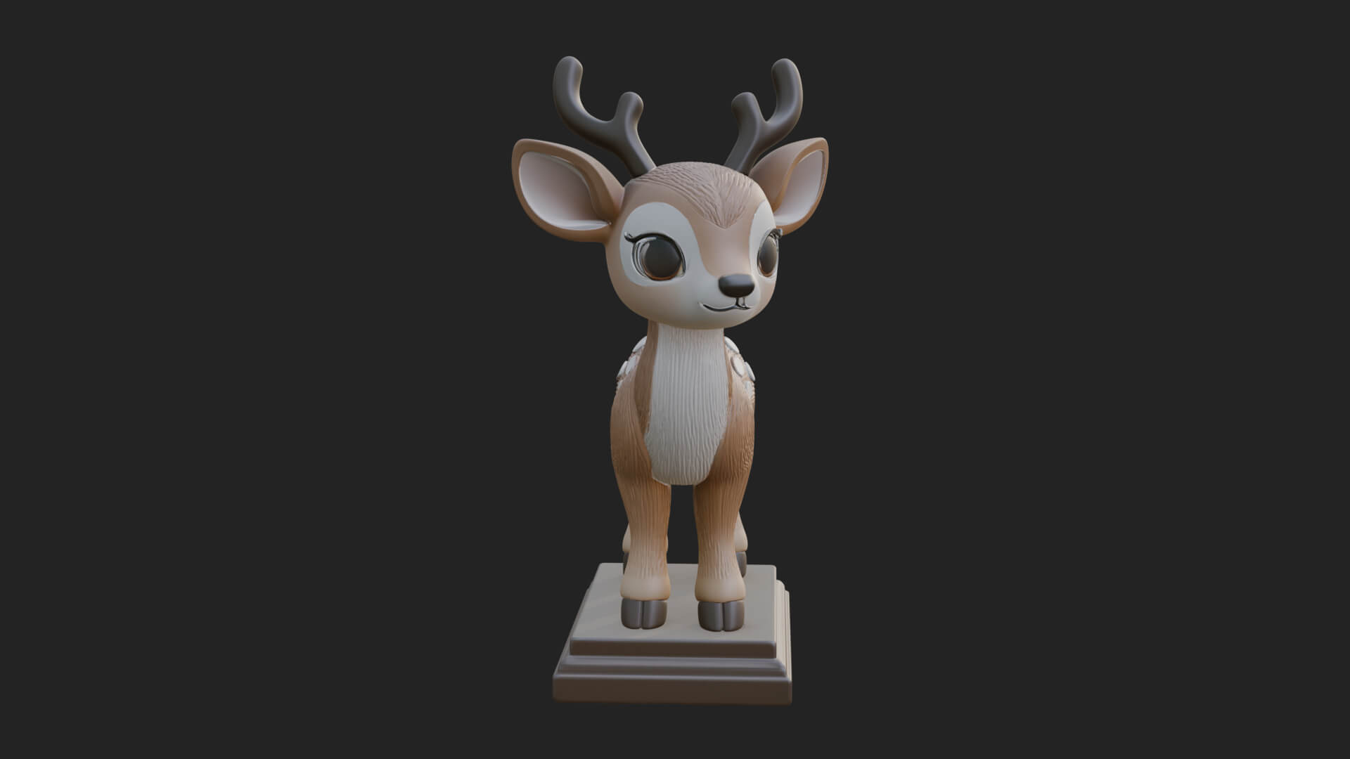 Spotted Fawn Deer Statue Design 2 3D Print Model 3D Model