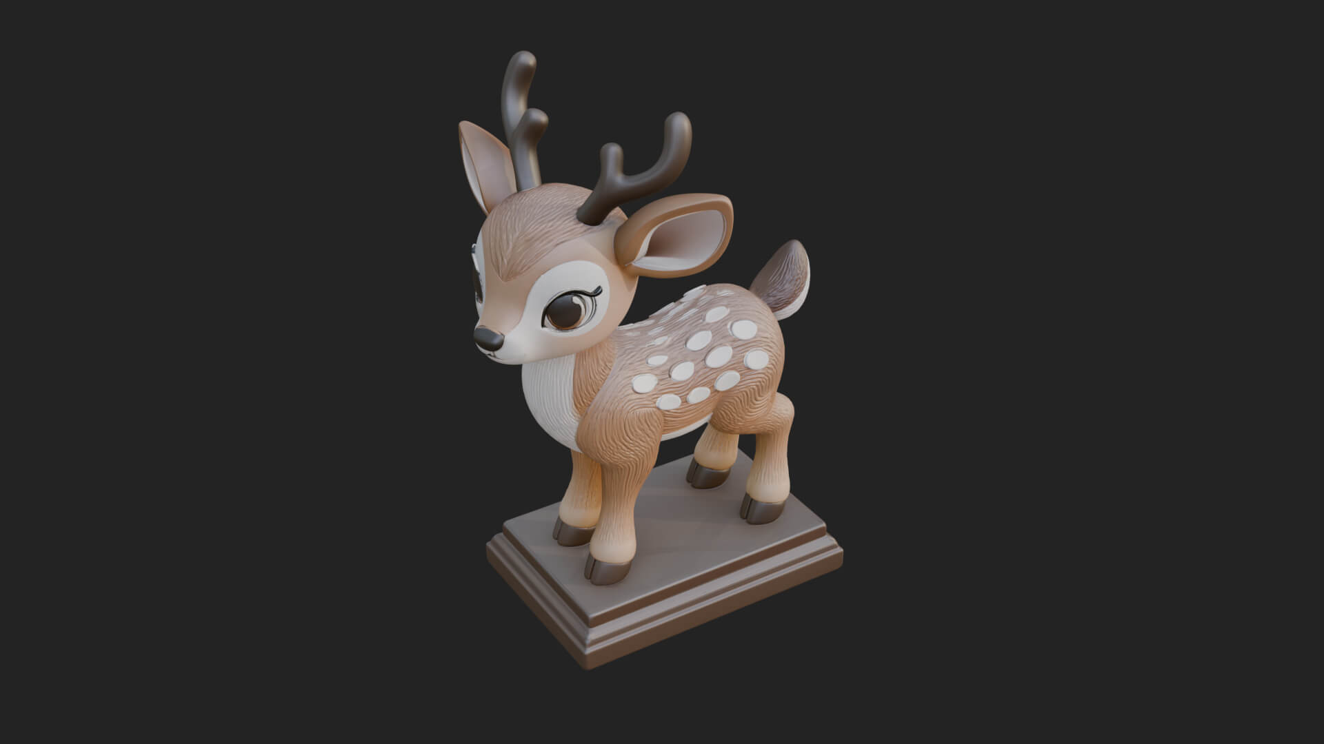 Spotted Fawn Deer Statue Design 2 3D Print Model 3D Model