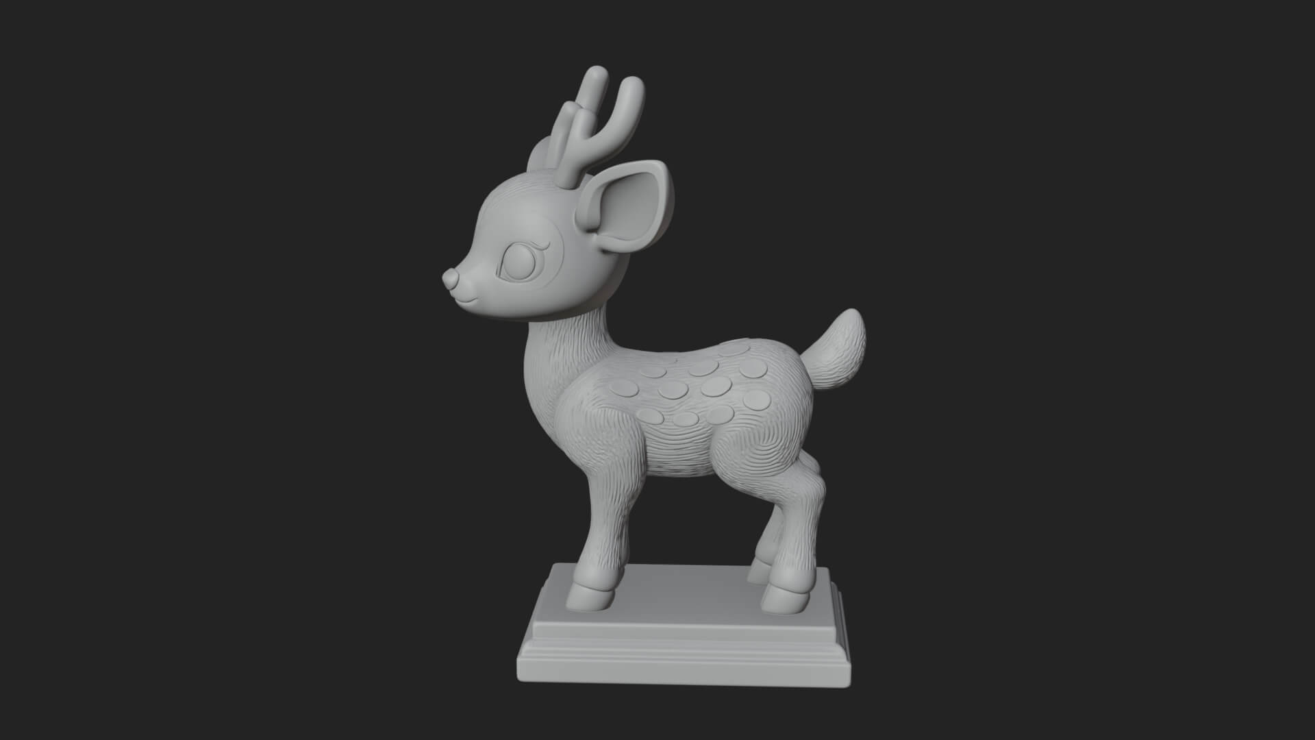 Spotted Fawn Deer Statue Design 2 3D Print Model 3D Model