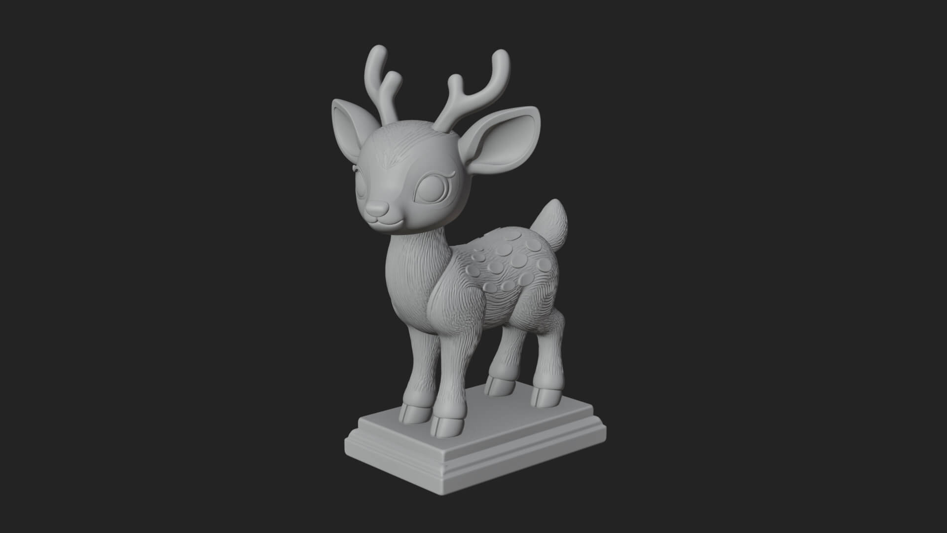 Spotted Fawn Deer Statue Design 2 3D Print Model 3D Model
