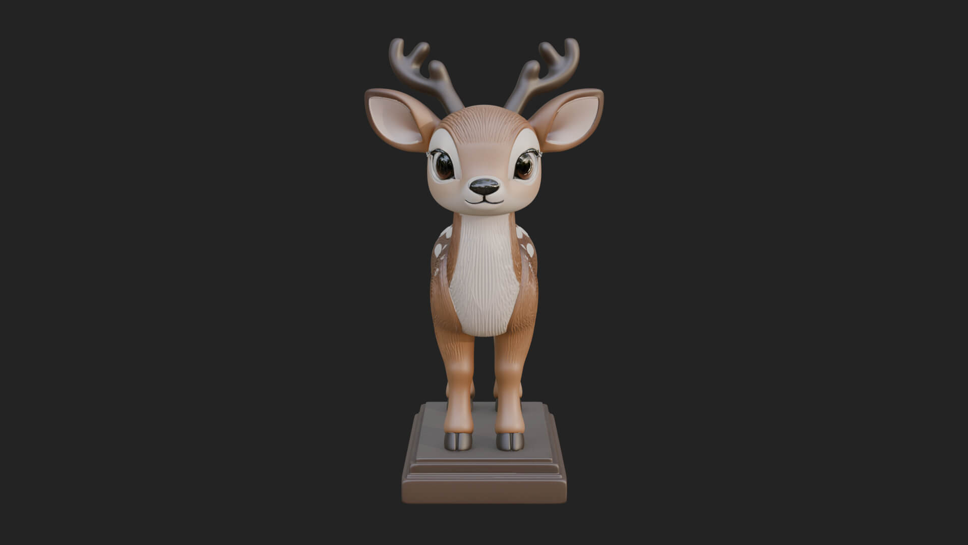 Spotted Fawn Deer Statue Design 3 3D Print Model 3D Model