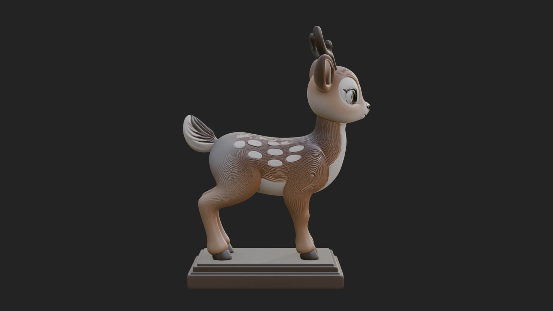 Spotted Fawn Deer Statue Design 3 3D Print Model 3D Model