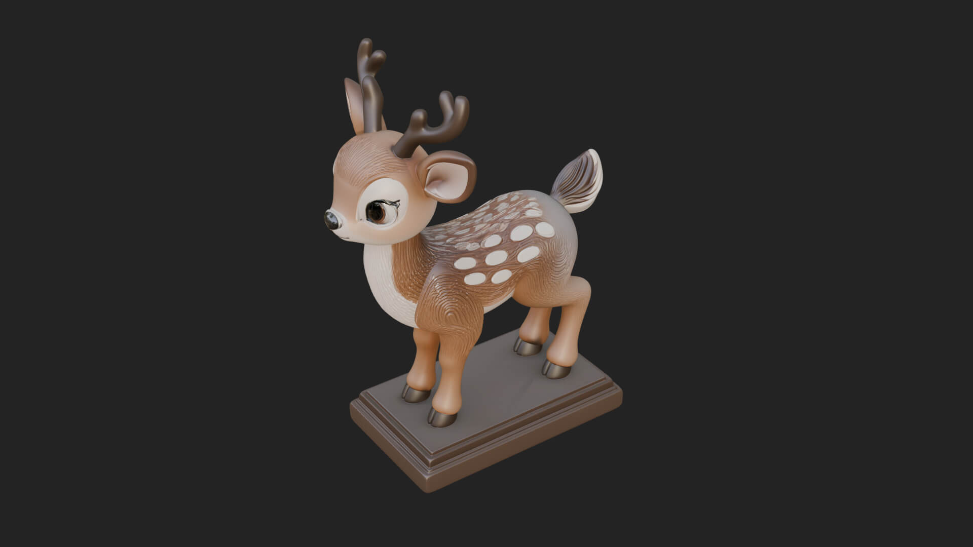 Spotted Fawn Deer Statue Design 3 3D Print Model 3D Model
