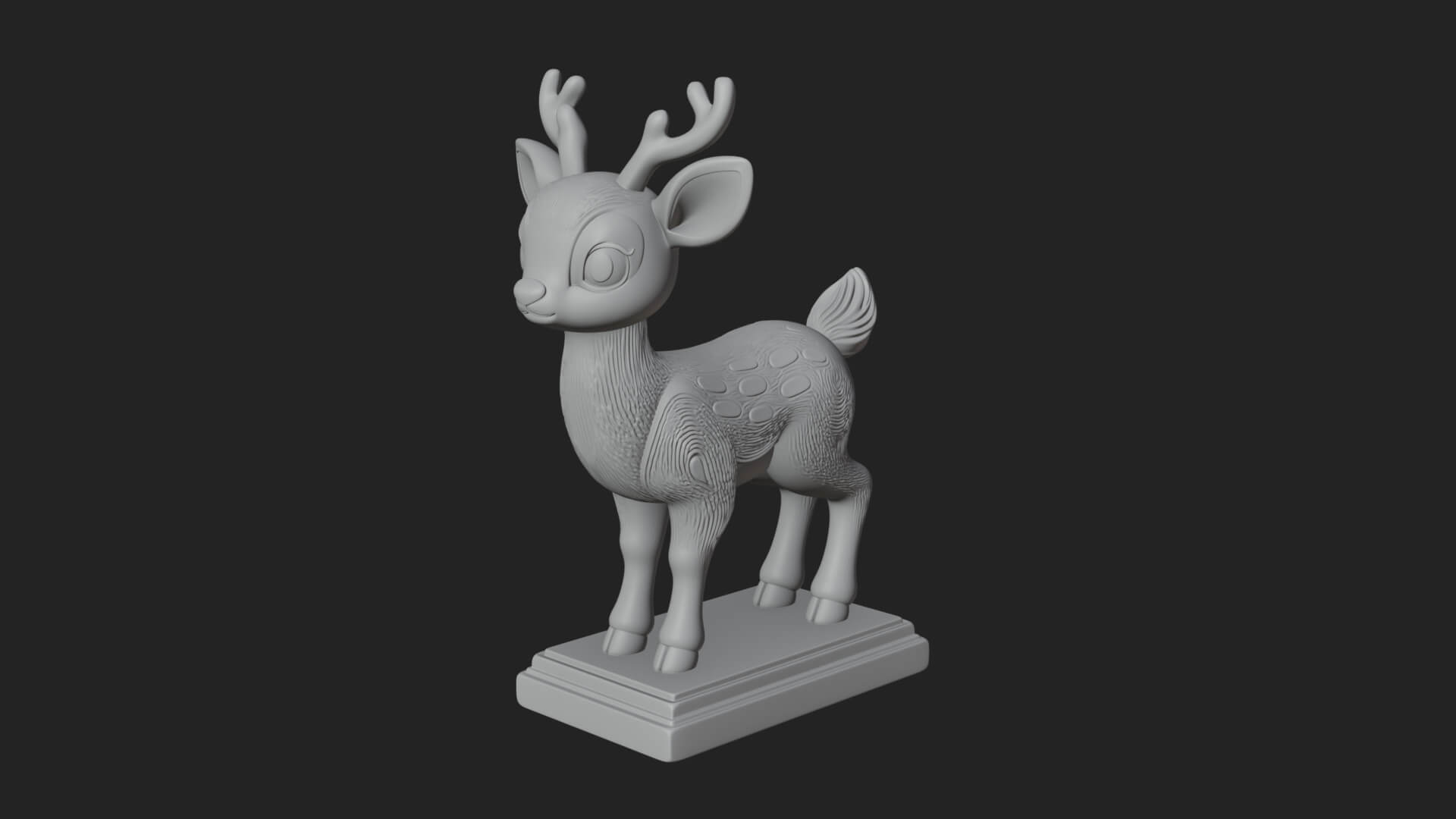 Spotted Fawn Deer Statue Design 3 3D Print Model 3D Model