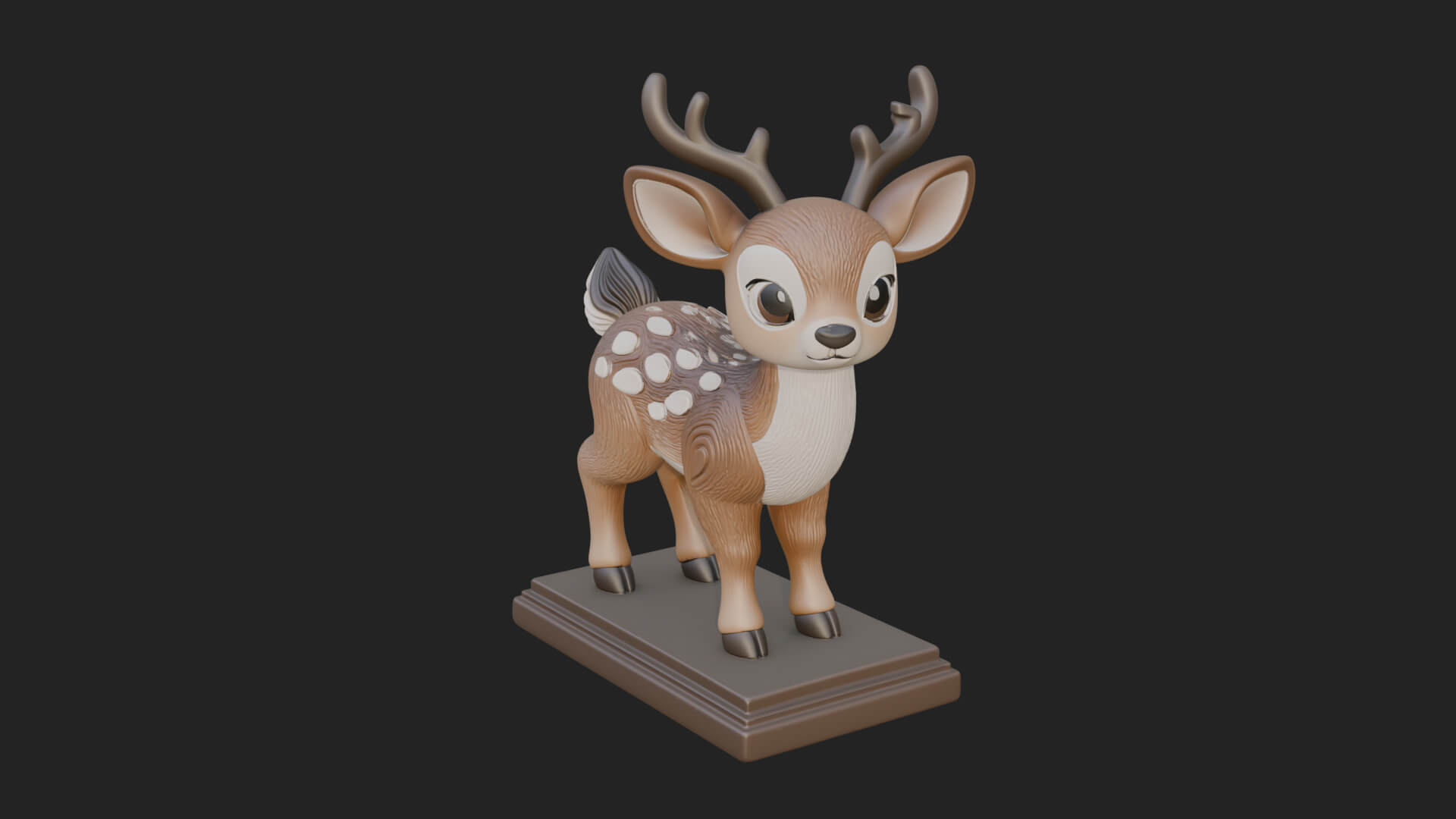 Spotted Fawn Deer Statue Design 4 3D Print Model 3D Model