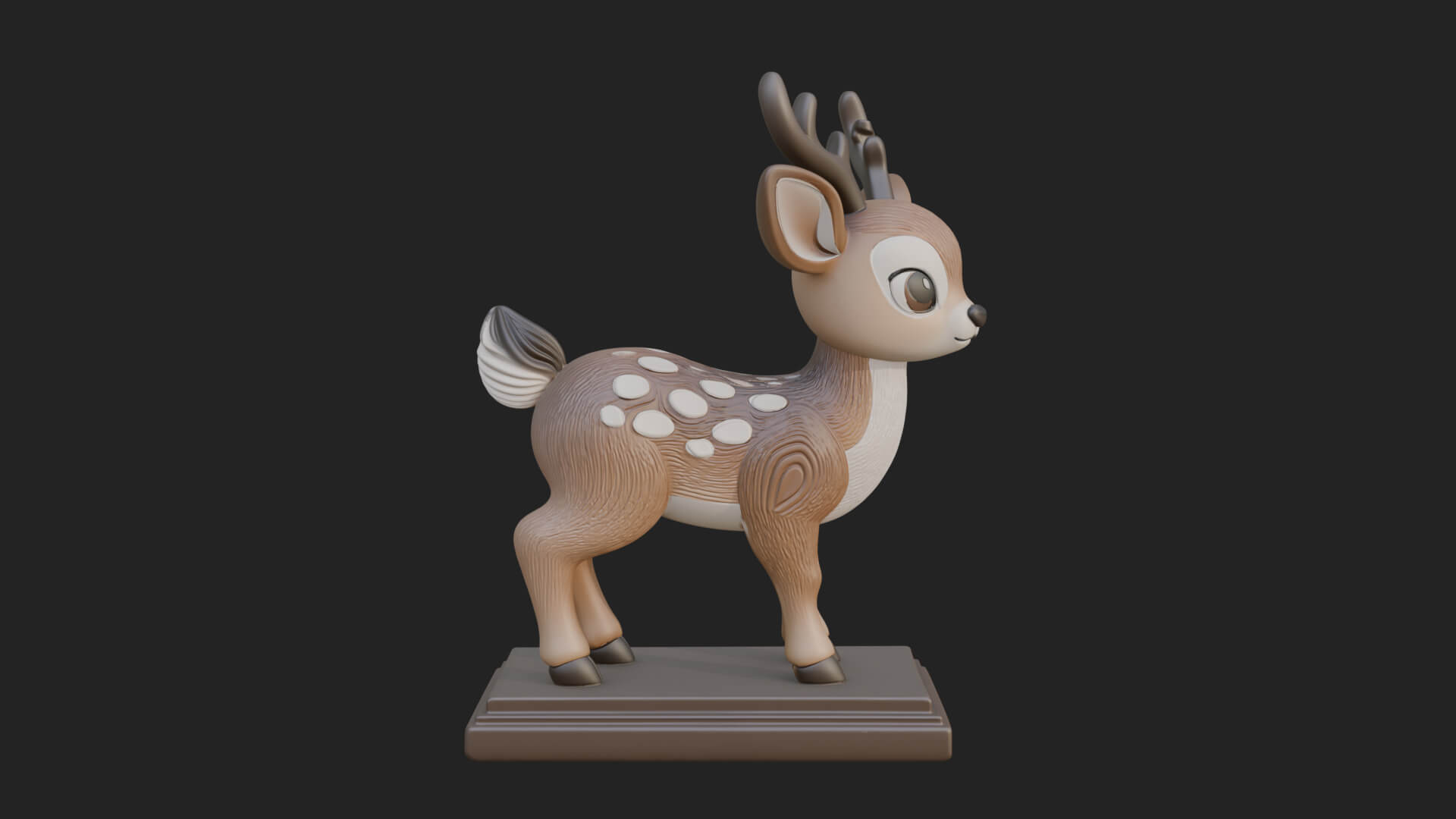Spotted Fawn Deer Statue Design 4 3D Print Model 3D Model