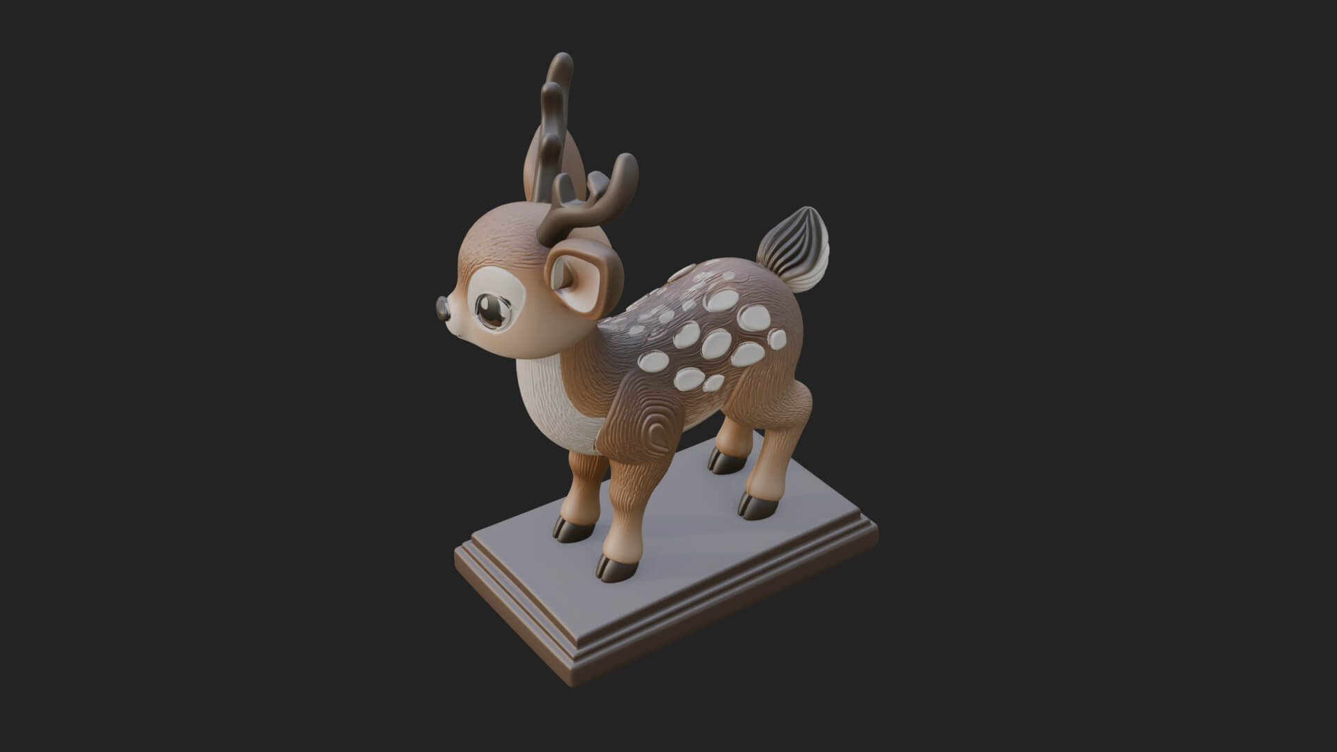 Spotted Fawn Deer Statue Design 4 3D Print Model 3D Model