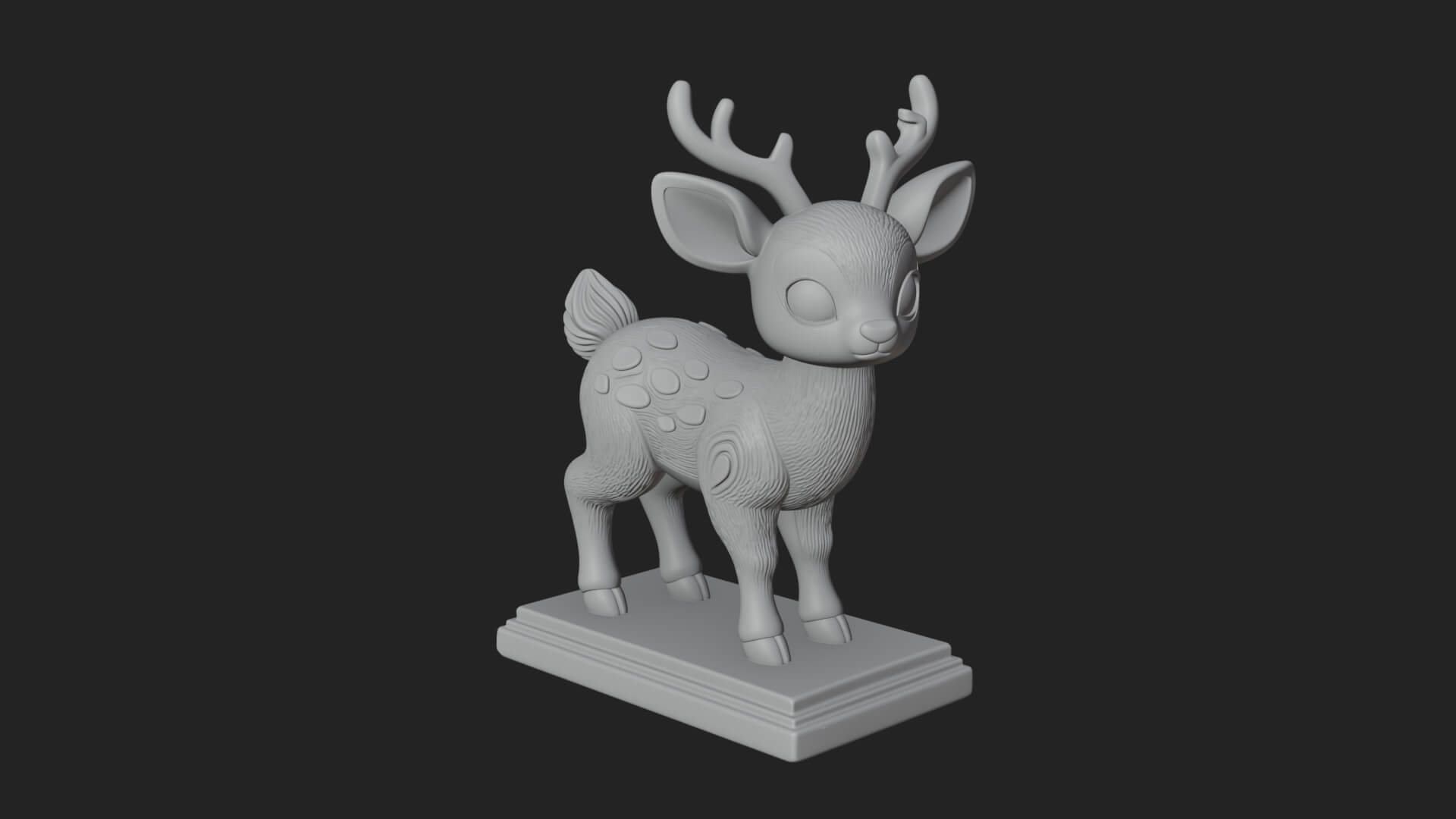 Spotted Fawn Deer Statue Design 4 3D Print Model 3D Model