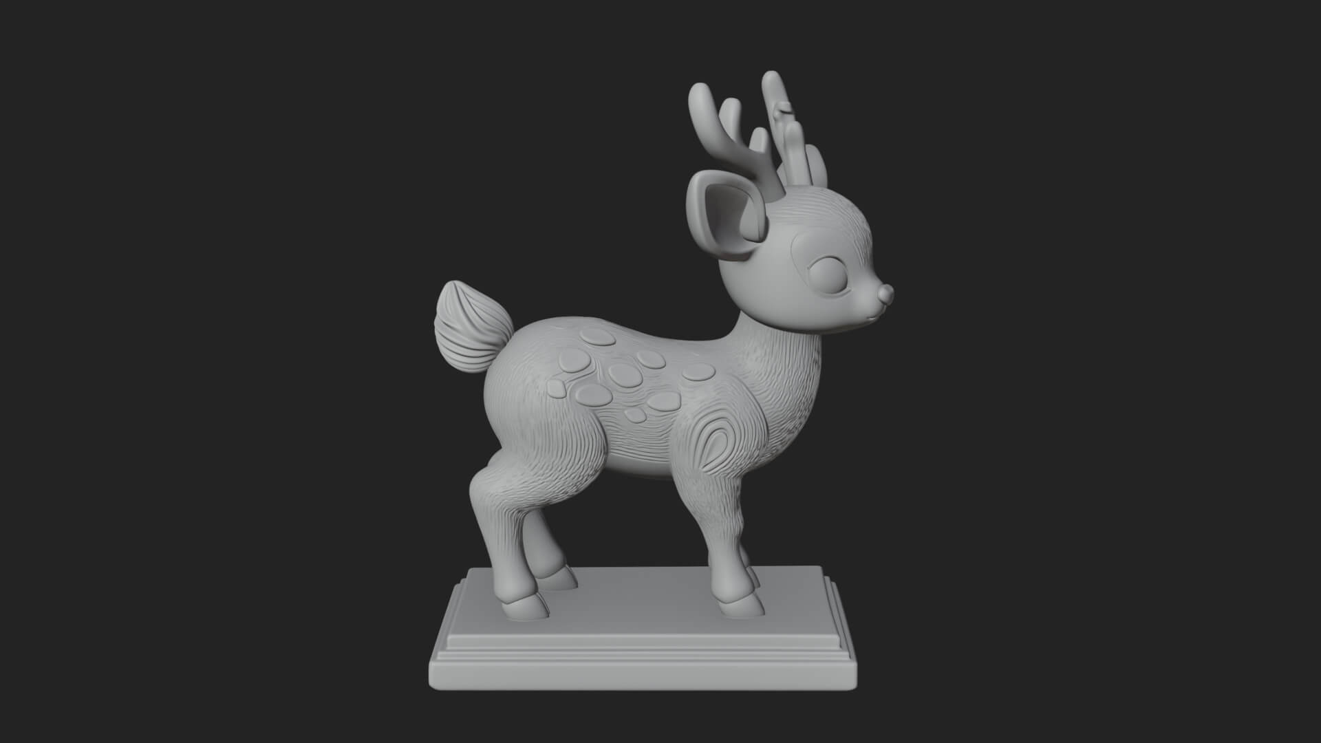 Spotted Fawn Deer Statue Design 4 3D Print Model 3D Model