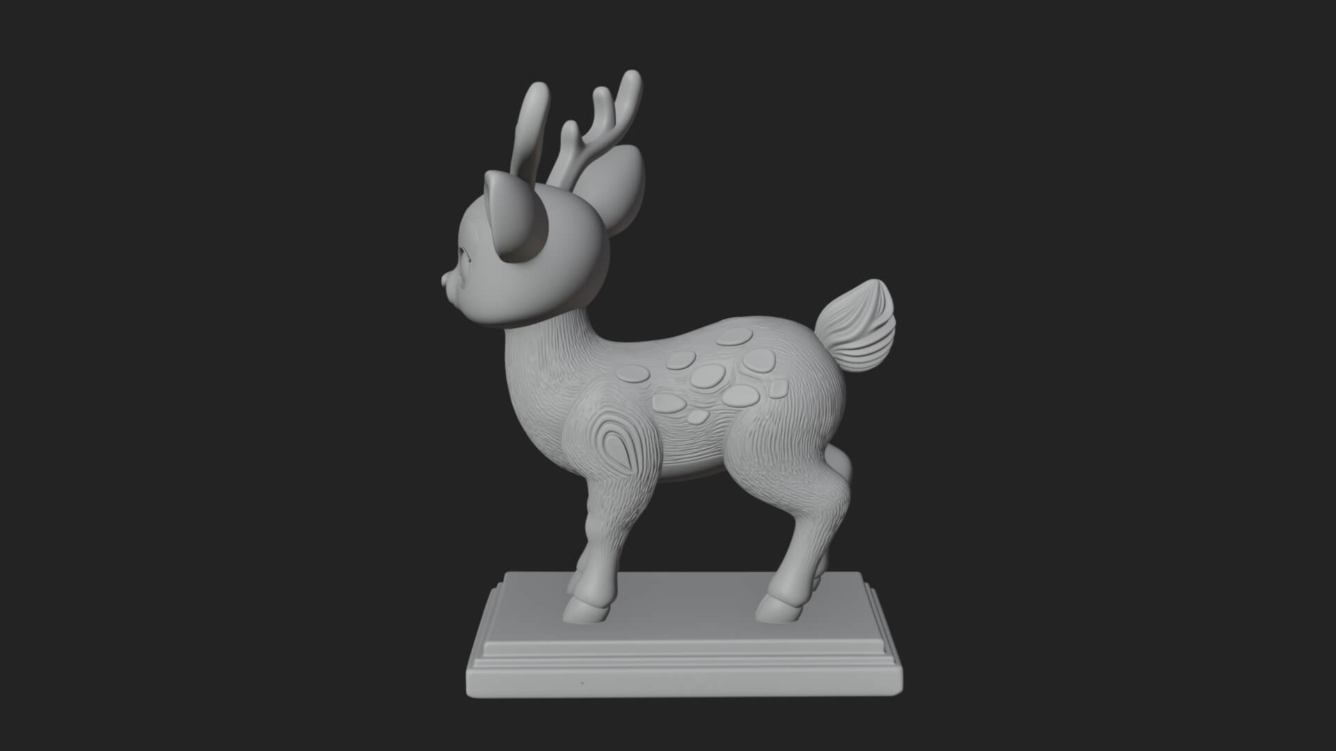 Spotted Fawn Deer Statue Design 4 3D Print Model 3D Model