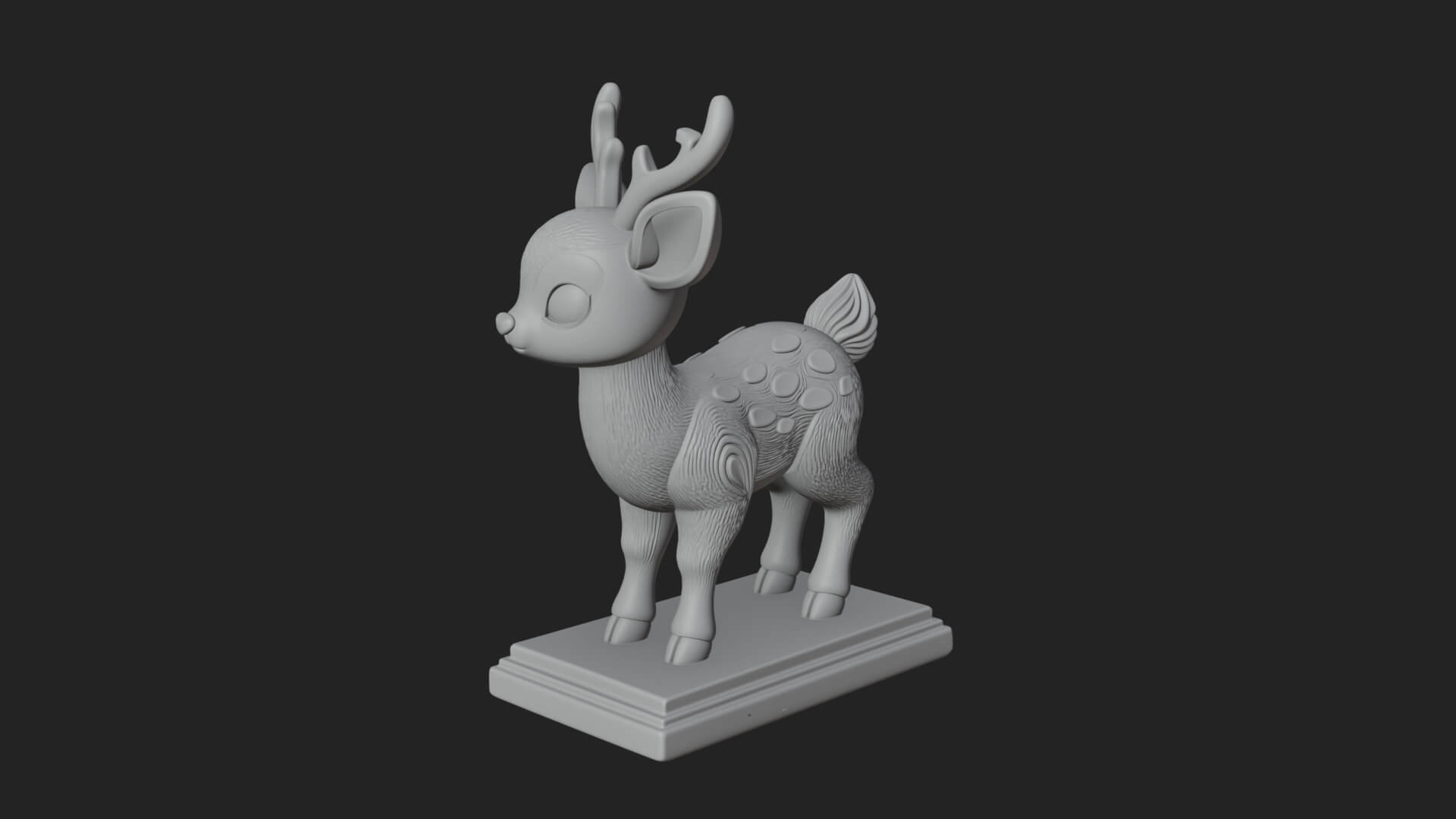 Spotted Fawn Deer Statue Design 4 3D Print Model 3D Model