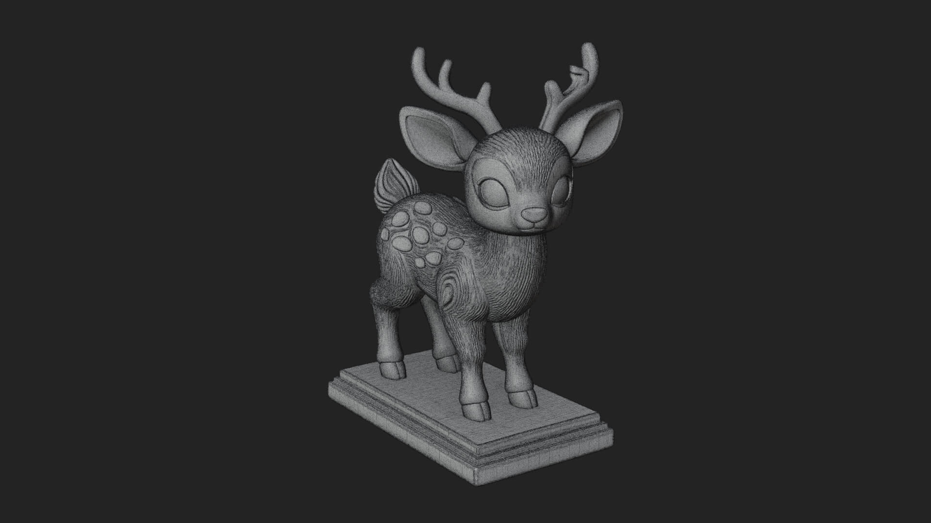 Spotted Fawn Deer Statue Design 4 3D Print Model 3D Model