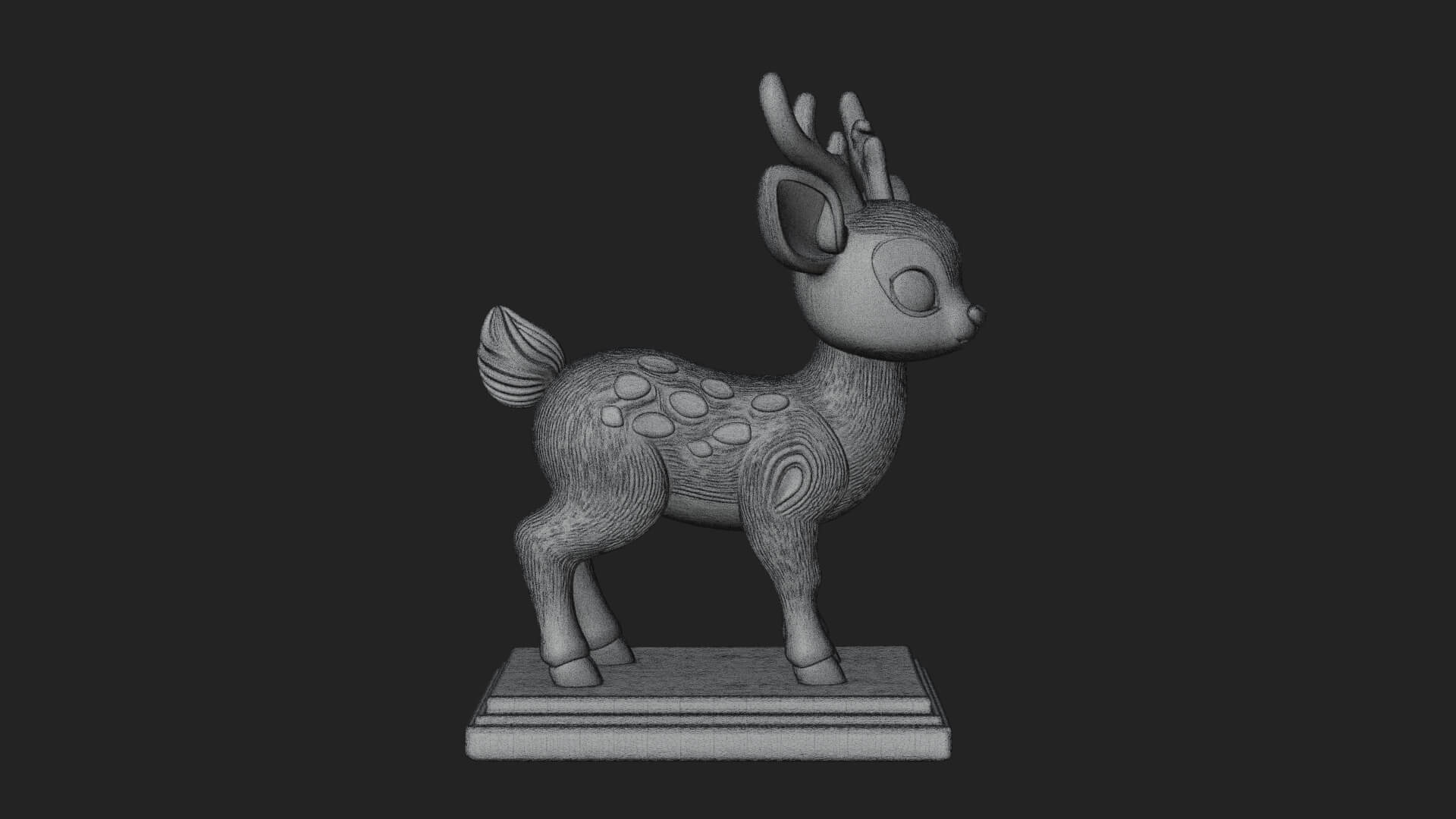 Spotted Fawn Deer Statue Design 4 3D Print Model 3D Model