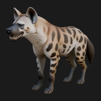 Spotted Hyena Statue Design 2 3D Print Model