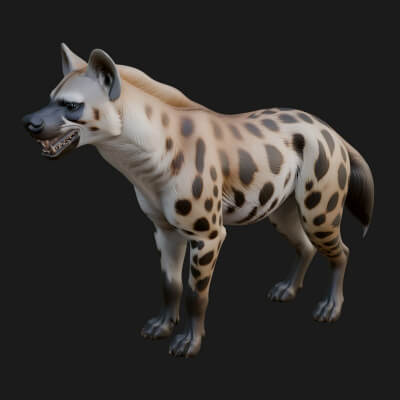 Spotted Hyena Statue Design 3 3D Print Model