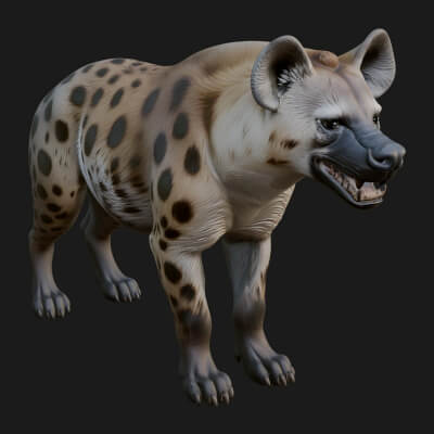 Spotted Hyena Statue Design 4 3D Print Model