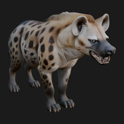 Spotted Hyena Statue Design 5 3D Print Model