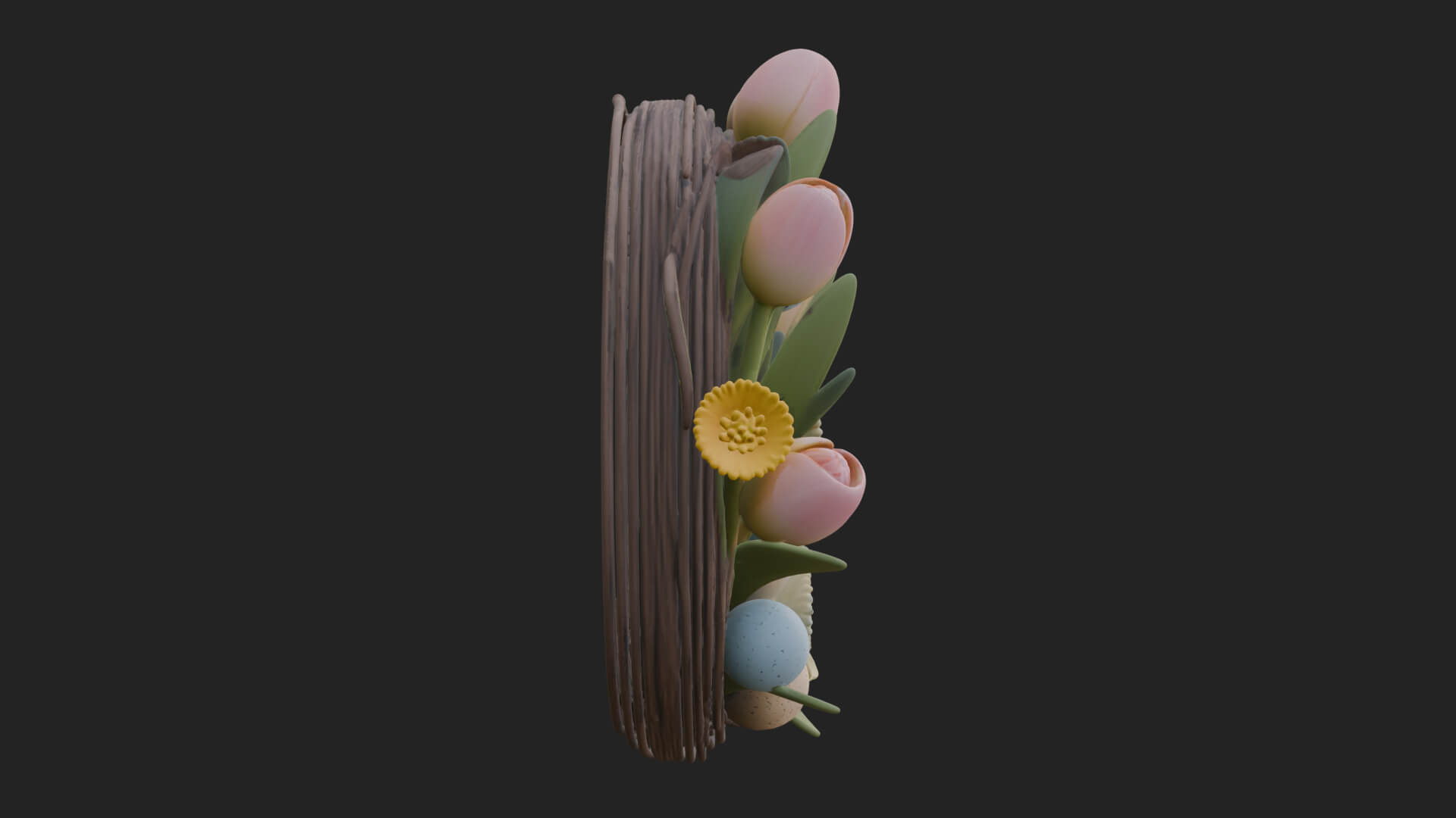 Spring Tulip Wreath Ornament Design 1 3D Print Model 3D Model
