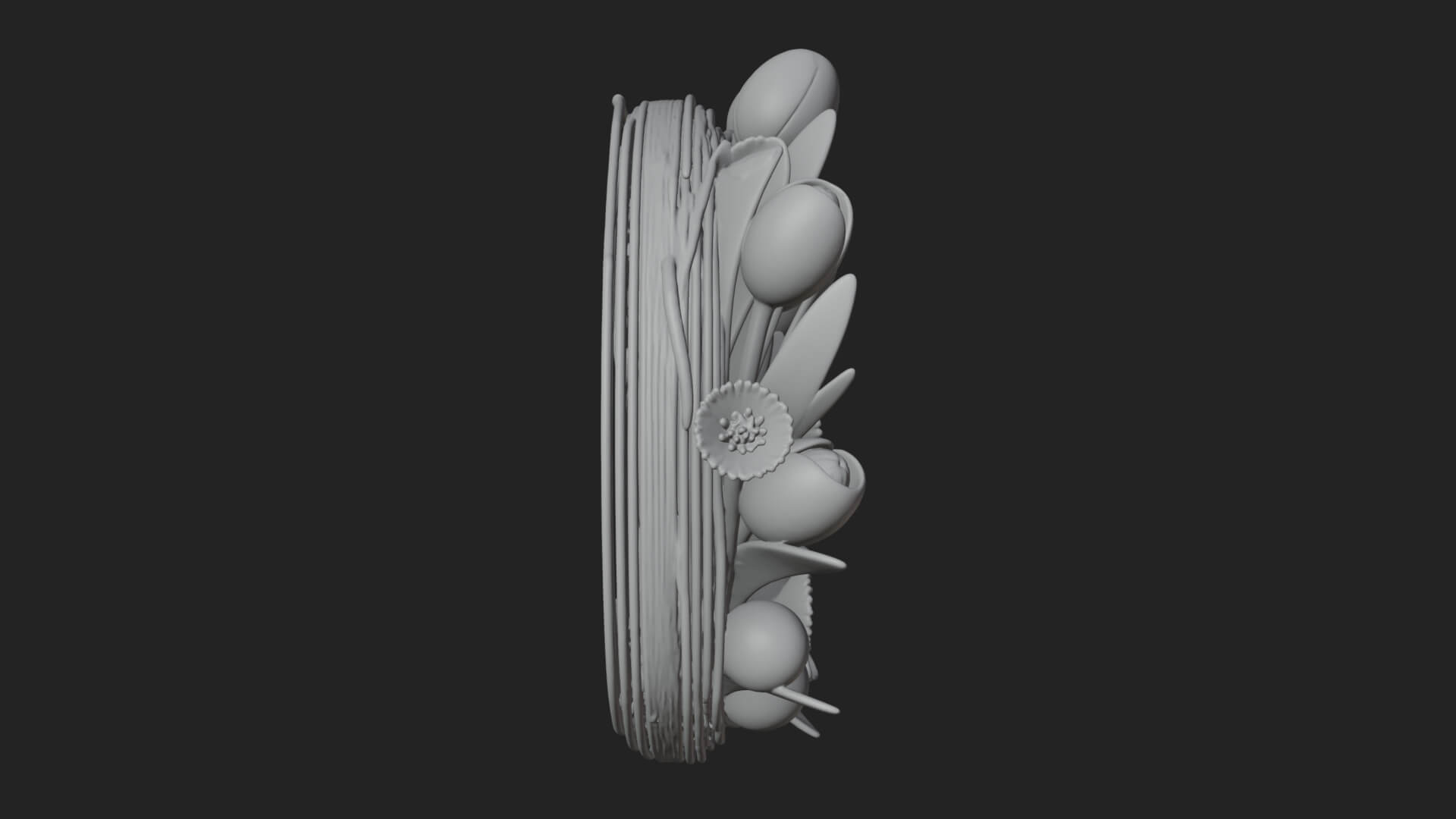 Spring Tulip Wreath Ornament Design 1 3D Print Model 3D Model