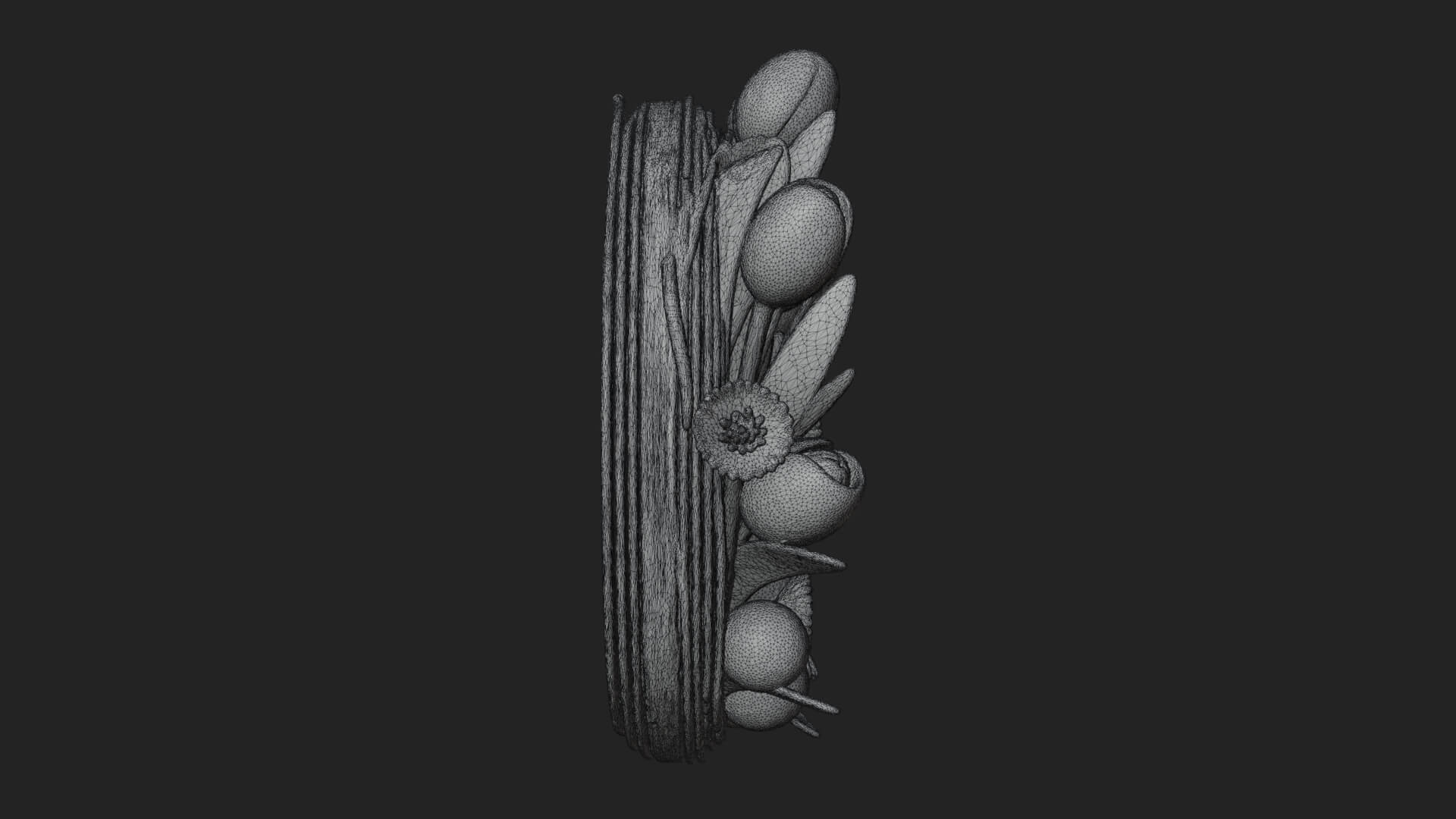 Spring Tulip Wreath Ornament Design 1 3D Print Model 3D Model