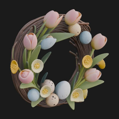 Spring Tulip Wreath Ornament Design 1 3D Print Model