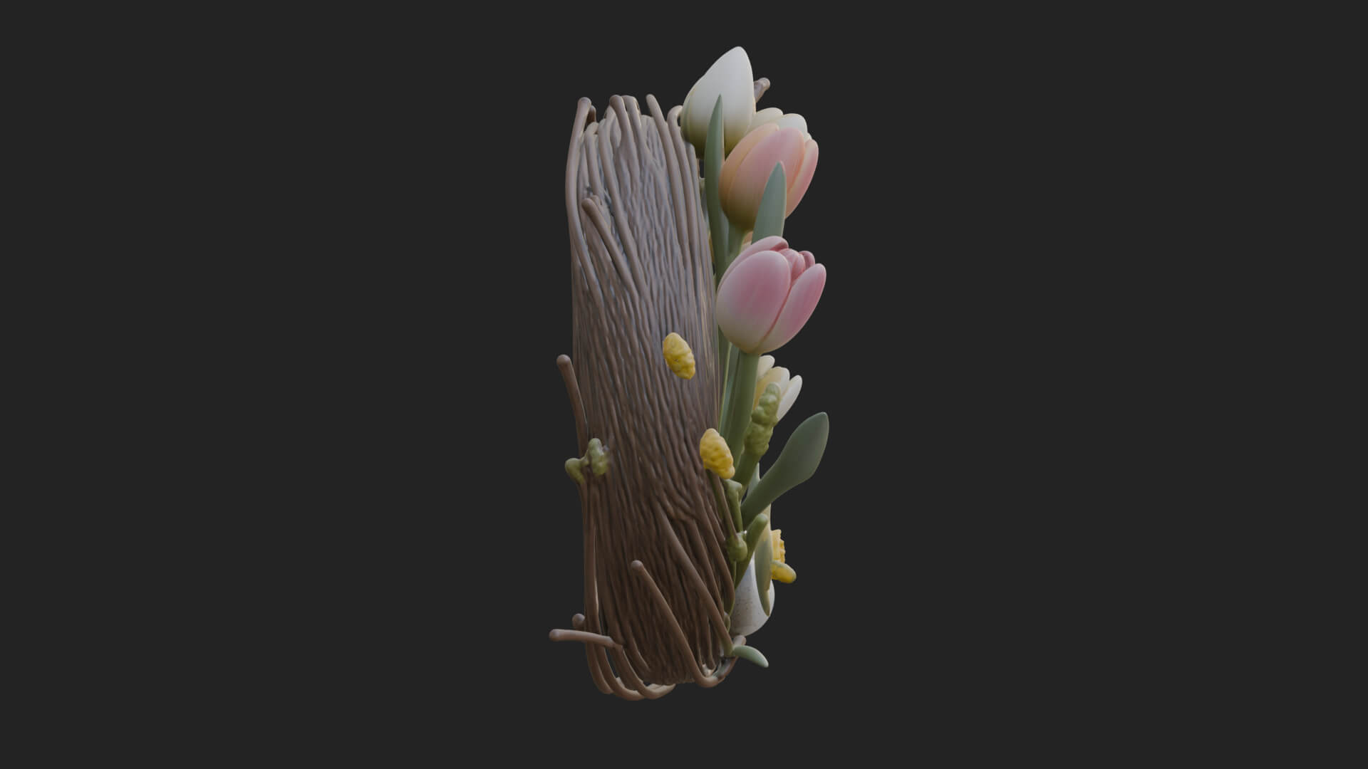Spring Tulip Wreath Ornament Design 2 3D Print Model 3D Model