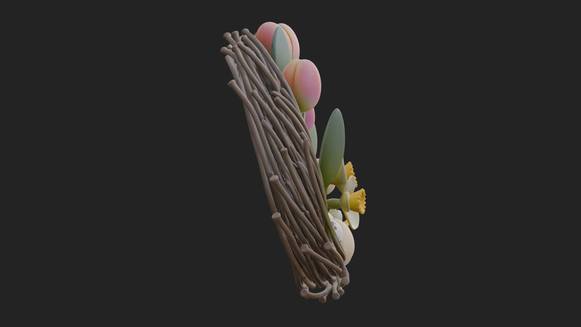 Spring Tulip Wreath Ornament Design 3 3D Print Model 3D Model