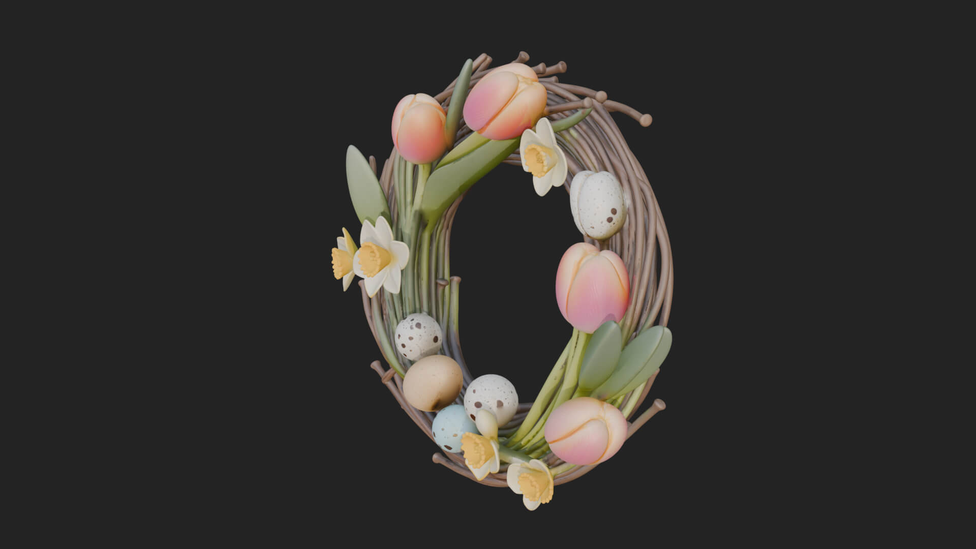 Spring Tulip Wreath Ornament Design 3 3D Print Model 3D Model