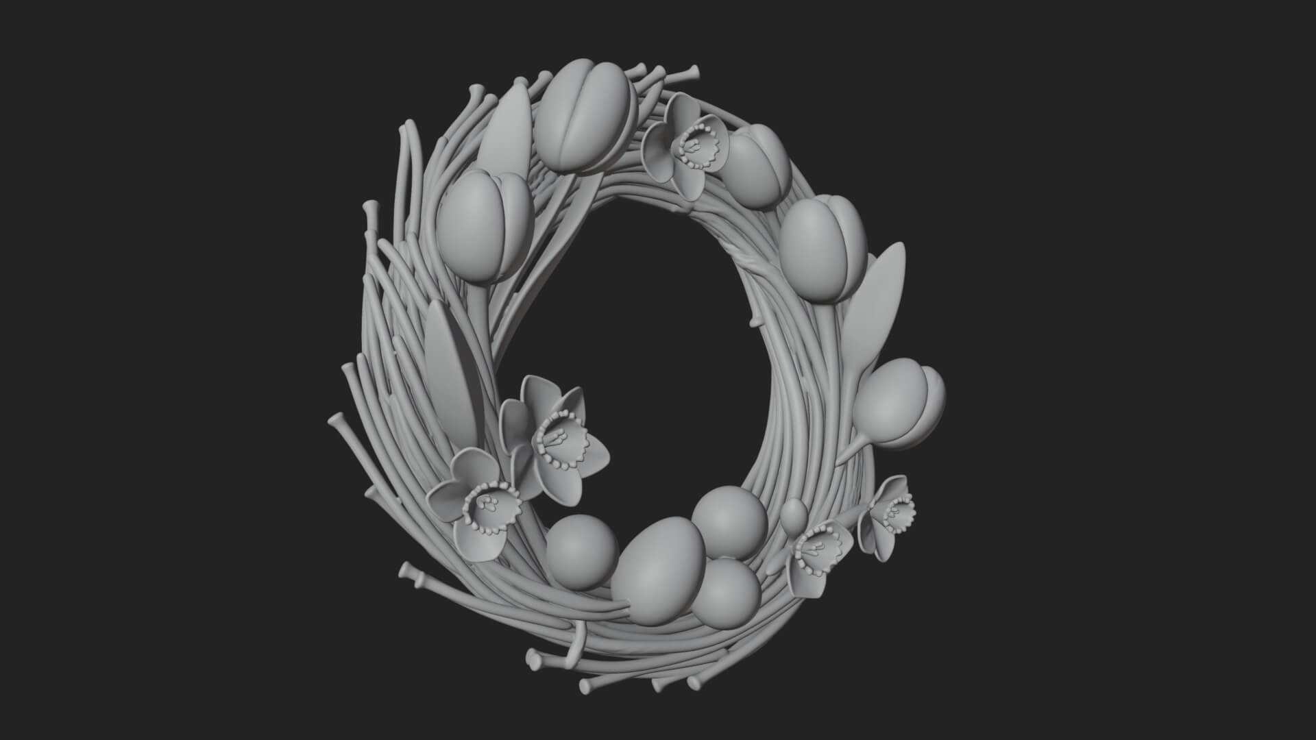 Spring Tulip Wreath Ornament Design 3 3D Print Model 3D Model