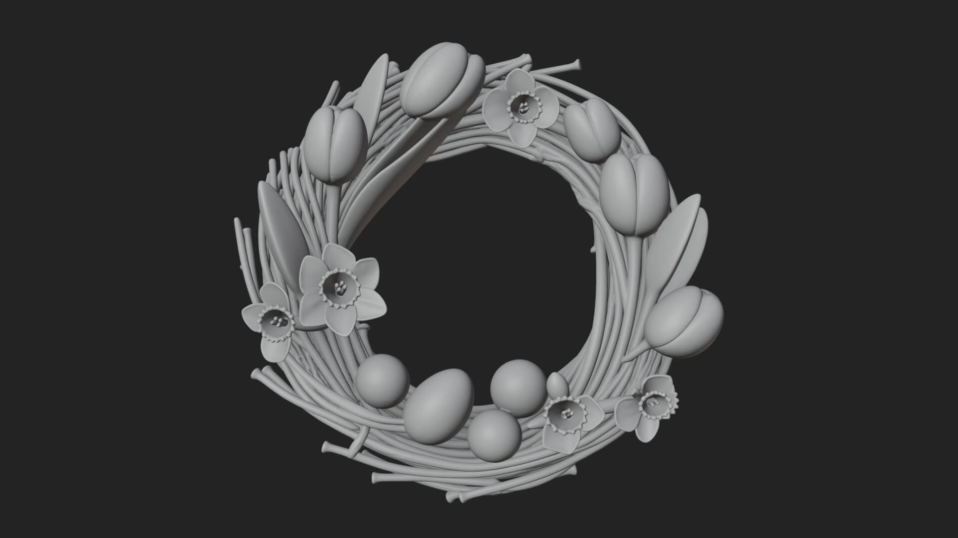 Spring Tulip Wreath Ornament Design 3 3D Print Model 3D Model