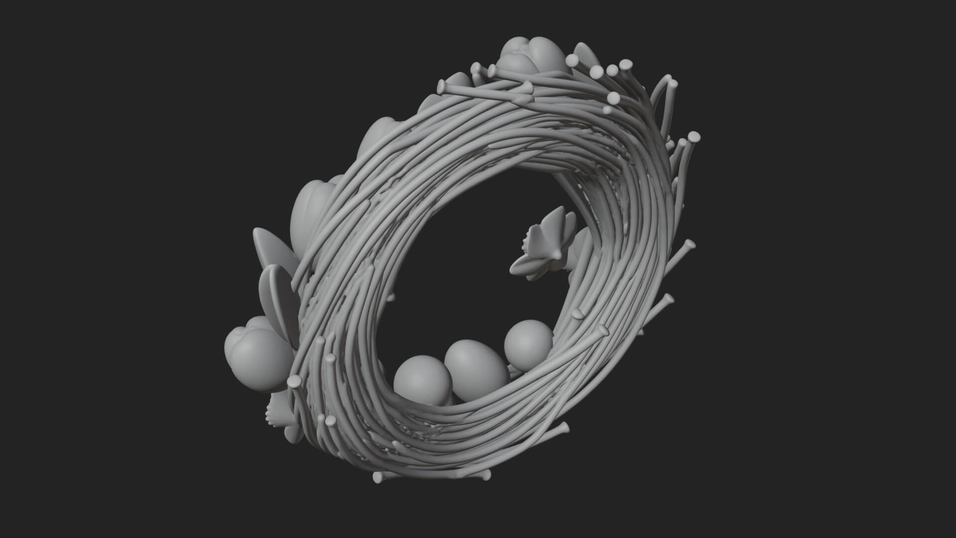 Spring Tulip Wreath Ornament Design 3 3D Print Model 3D Model