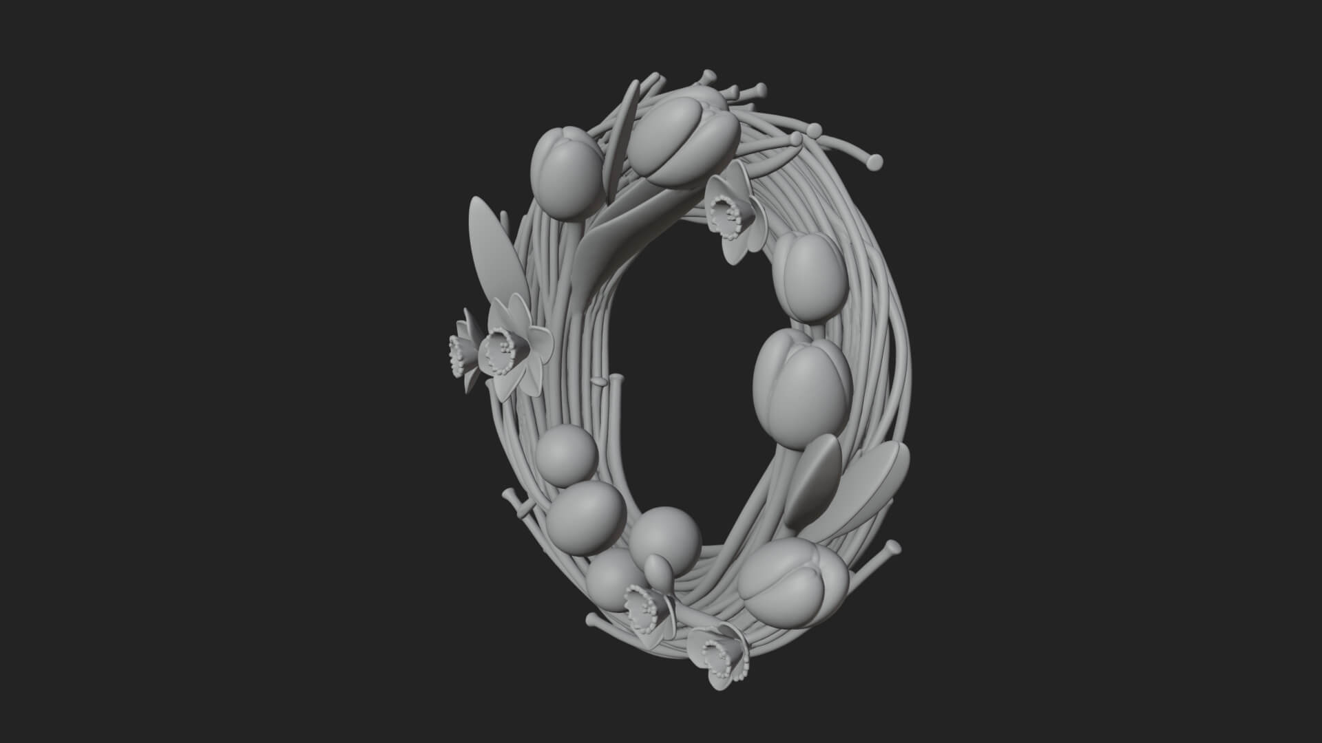 Spring Tulip Wreath Ornament Design 3 3D Print Model 3D Model