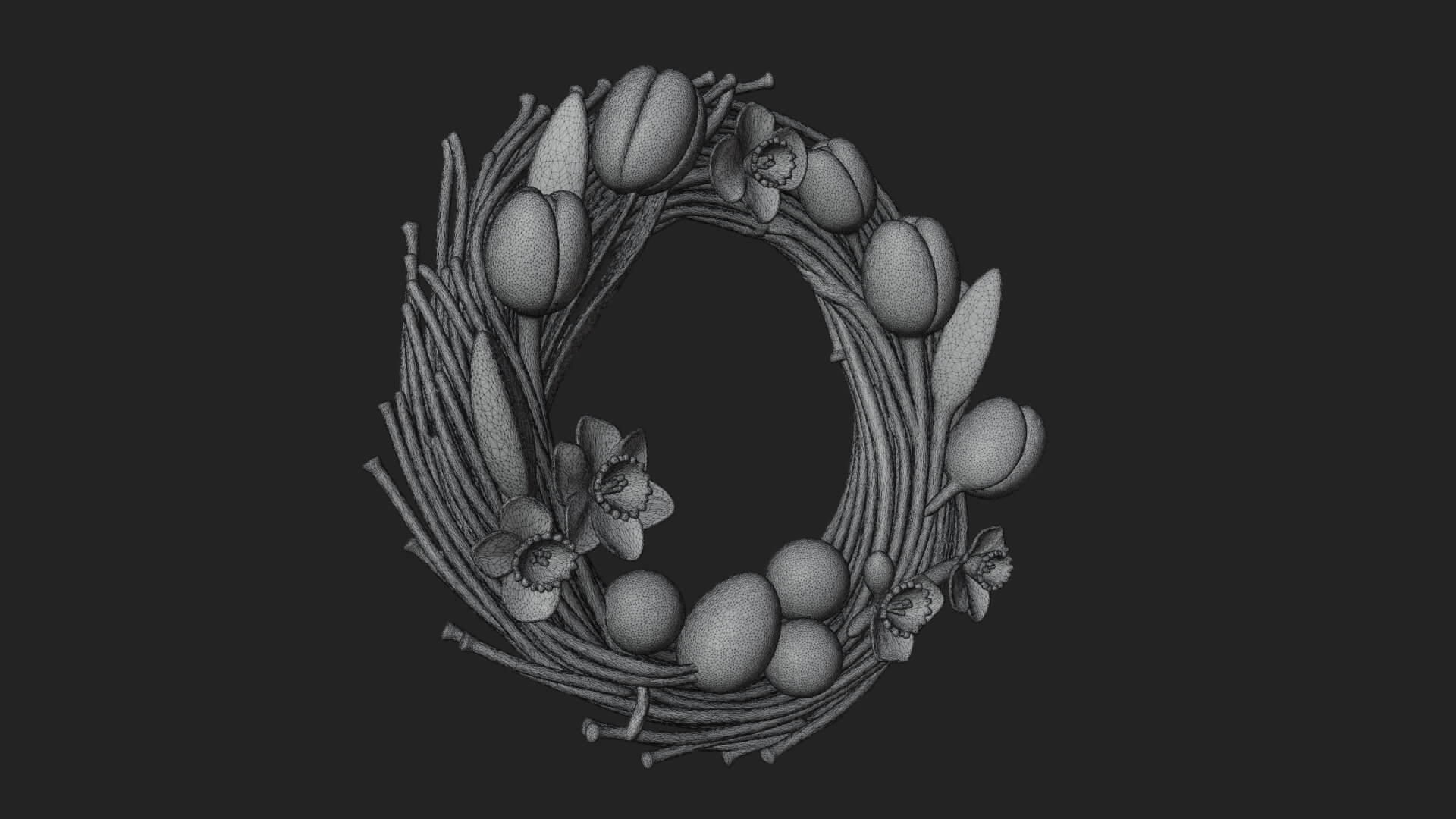 Spring Tulip Wreath Ornament Design 3 3D Print Model 3D Model