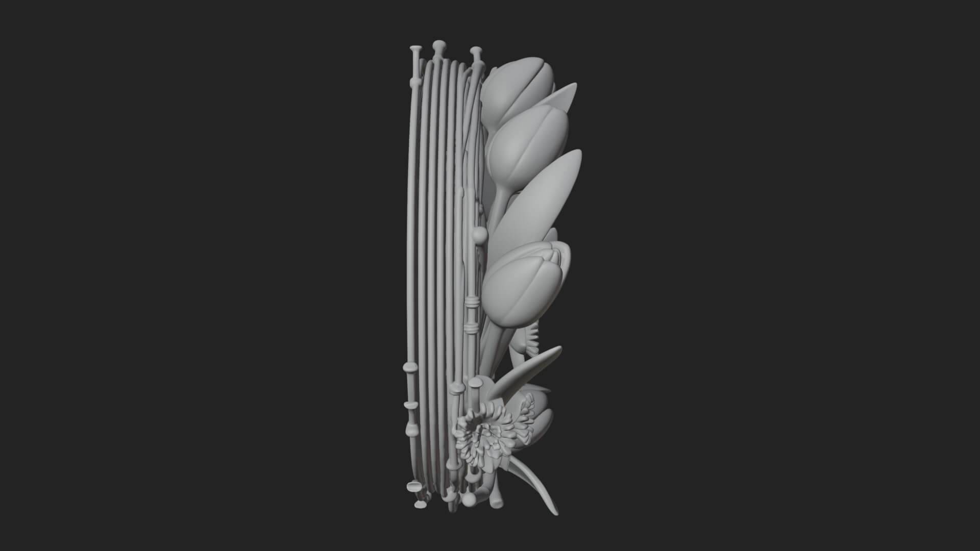 Spring Tulip Wreath Ornament Design 4 3D Print Model 3D Model