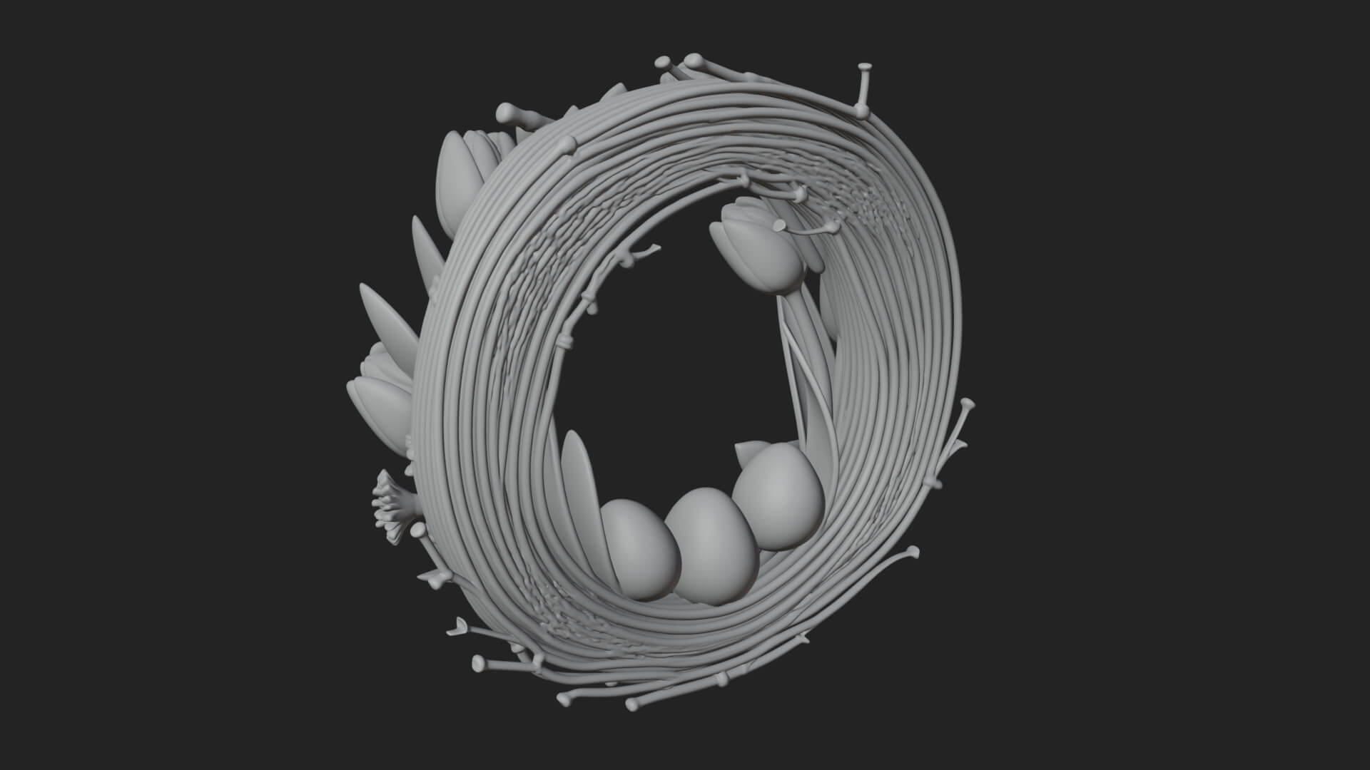 Spring Tulip Wreath Ornament Design 4 3D Print Model 3D Model