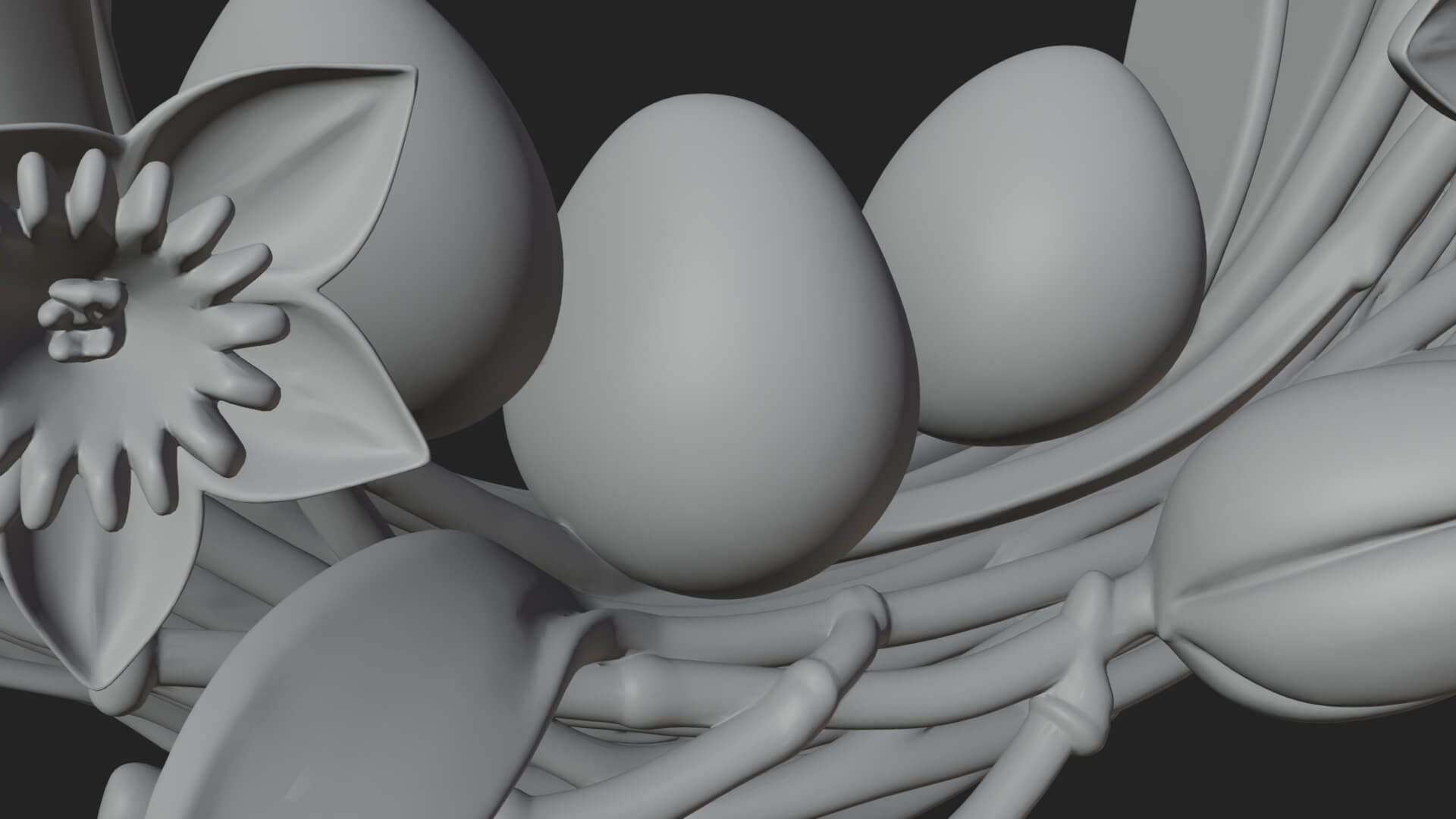 Spring Tulip Wreath Ornament Design 4 3D Print Model 3D Model