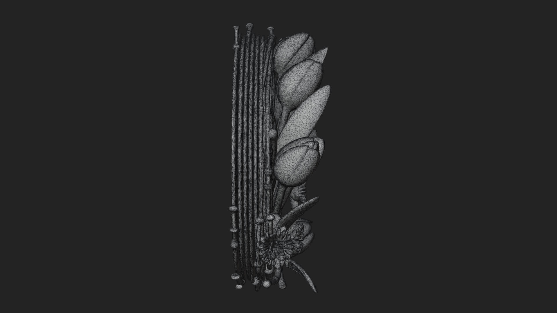 Spring Tulip Wreath Ornament Design 4 3D Print Model 3D Model