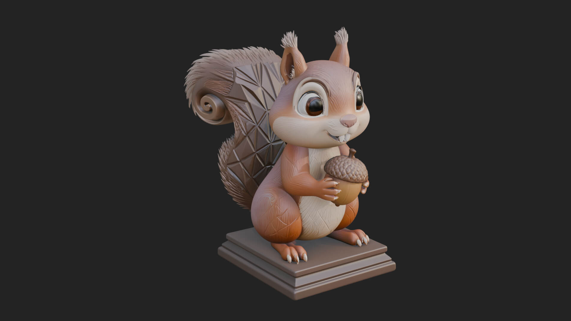 Squirrel with Acorn Statue Design 1 3D Print Model 3D Model