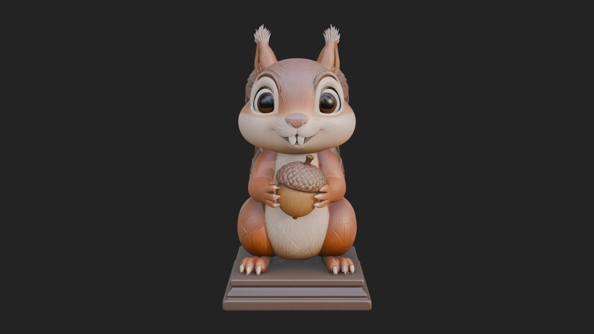 Squirrel with Acorn Statue Design 1 3D Print Model 3D Model