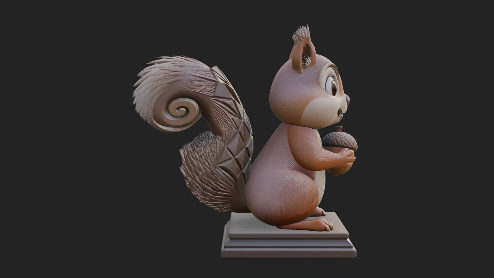 Squirrel with Acorn Statue Design 1 3D Print Model 3D Model
