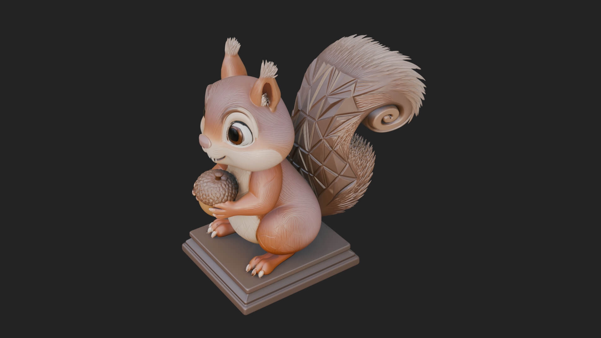 Squirrel with Acorn Statue Design 1 3D Print Model 3D Model