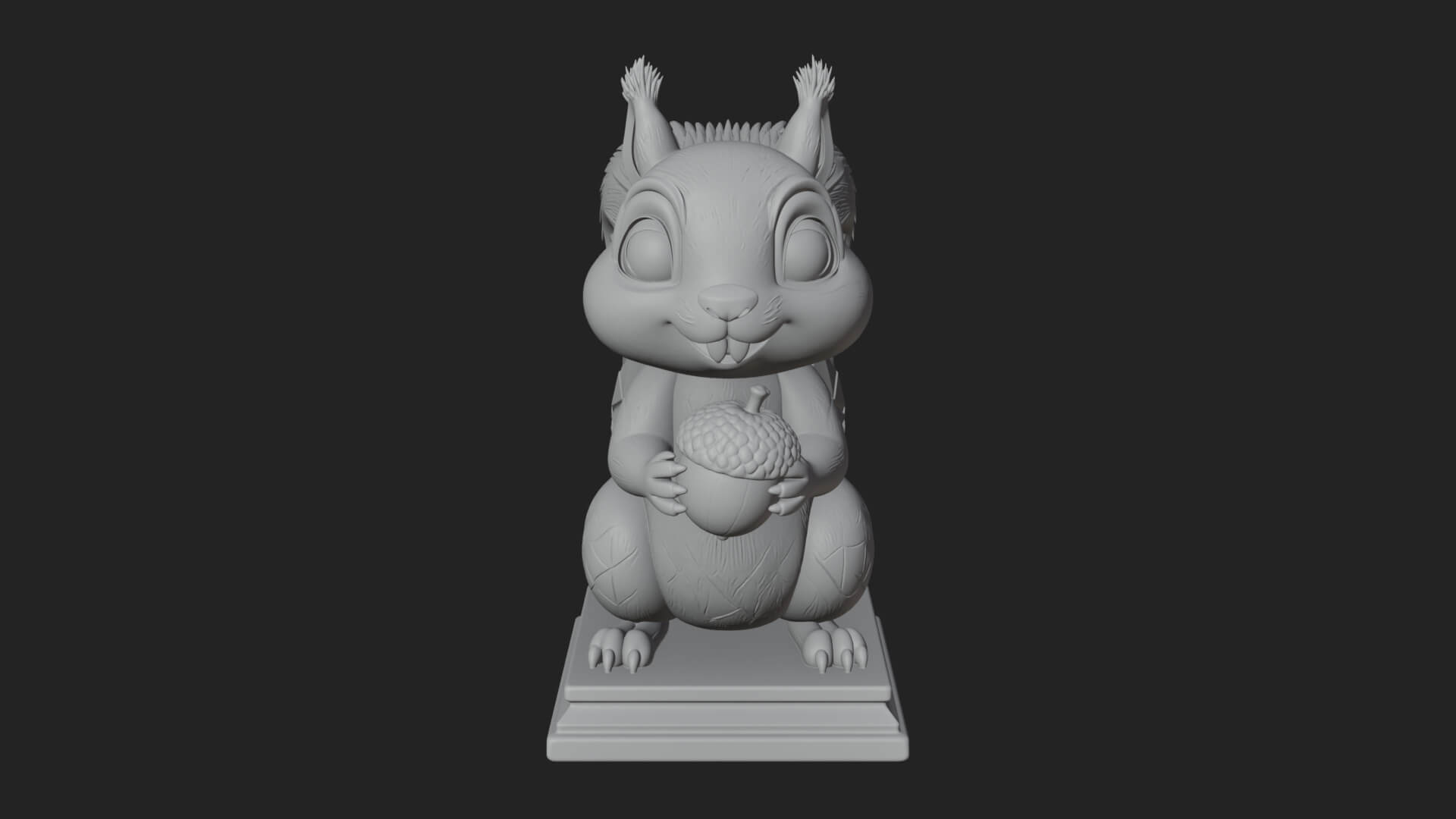 Squirrel with Acorn Statue Design 1 3D Print Model 3D Model