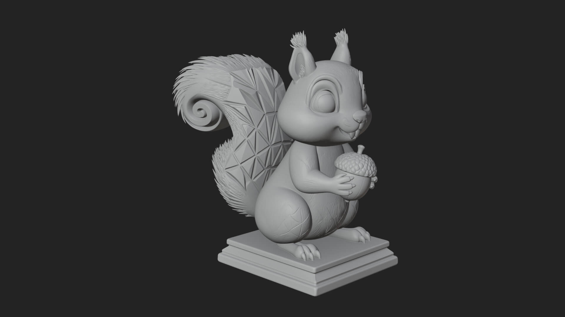 Squirrel with Acorn Statue Design 1 3D Print Model 3D Model