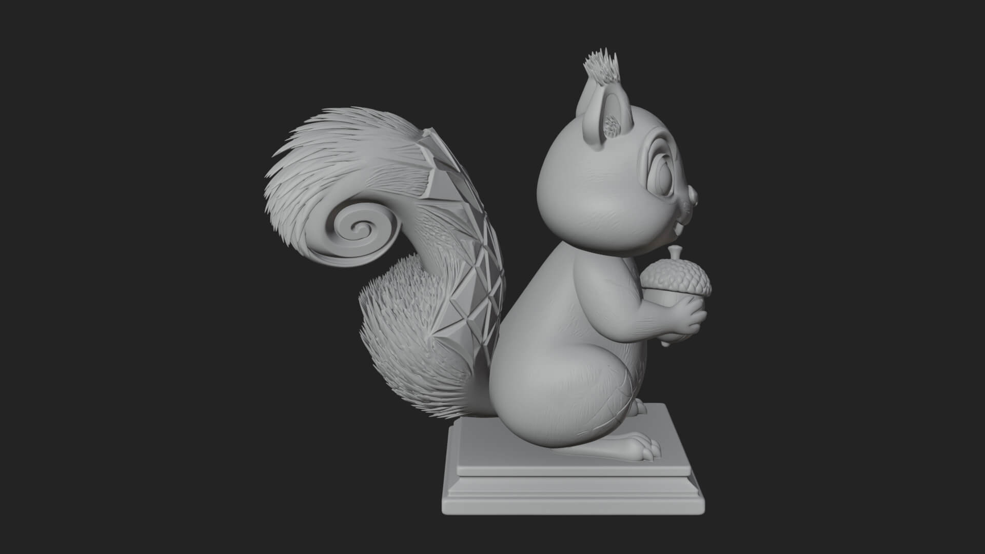 Squirrel with Acorn Statue Design 1 3D Print Model 3D Model