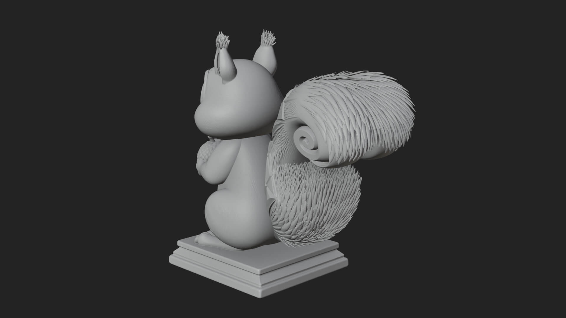 Squirrel with Acorn Statue Design 1 3D Print Model 3D Model
