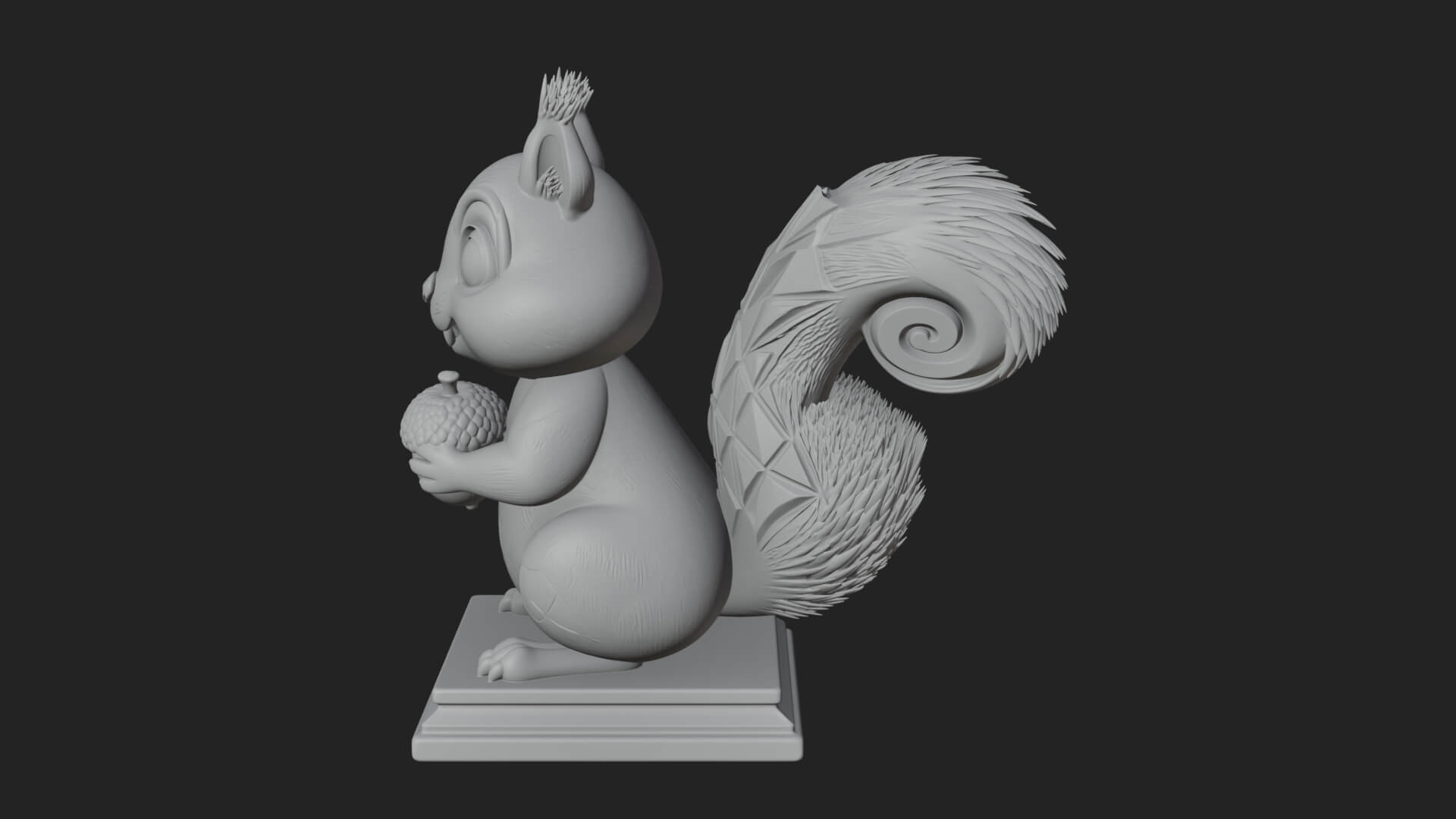 Squirrel with Acorn Statue Design 1 3D Print Model 3D Model